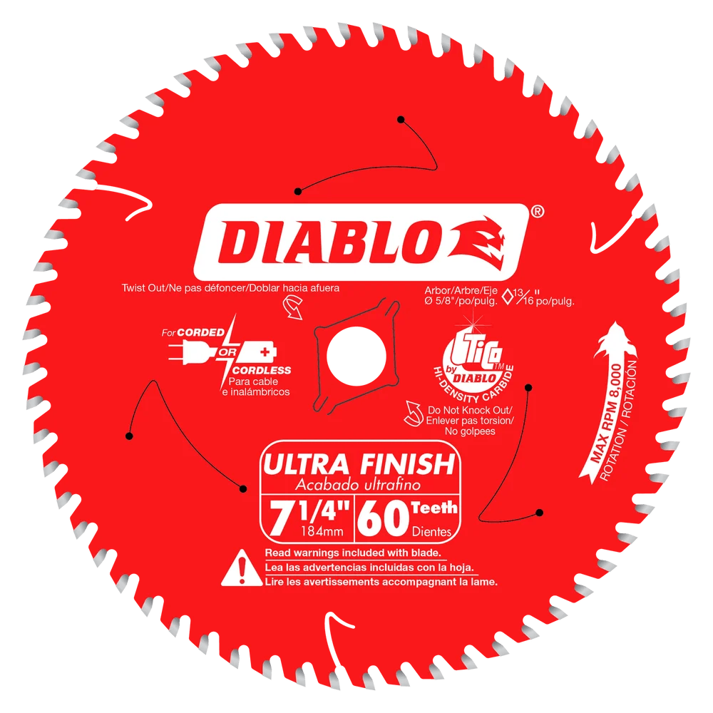 7 1/4 Inch 60-Tooth Ultra Finish Circular Saw Blade - 14 Pack for Woodworking, Carpentry, and DIY Projects