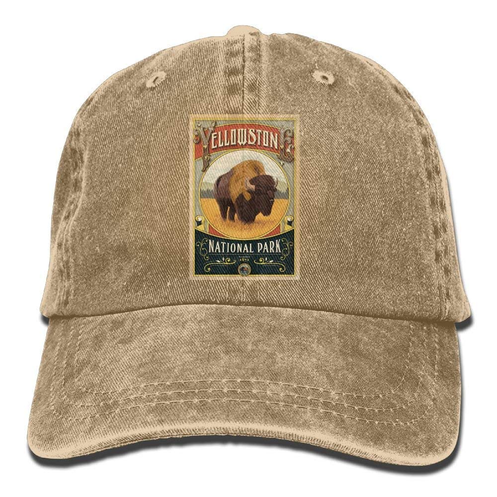 Yellowstone National Park Unisex Denim Baseball Cap - Adjustable Vintage Trucker Hat for Men & Women - Perfect for Hiking, Travel & Outdoor Adventures
