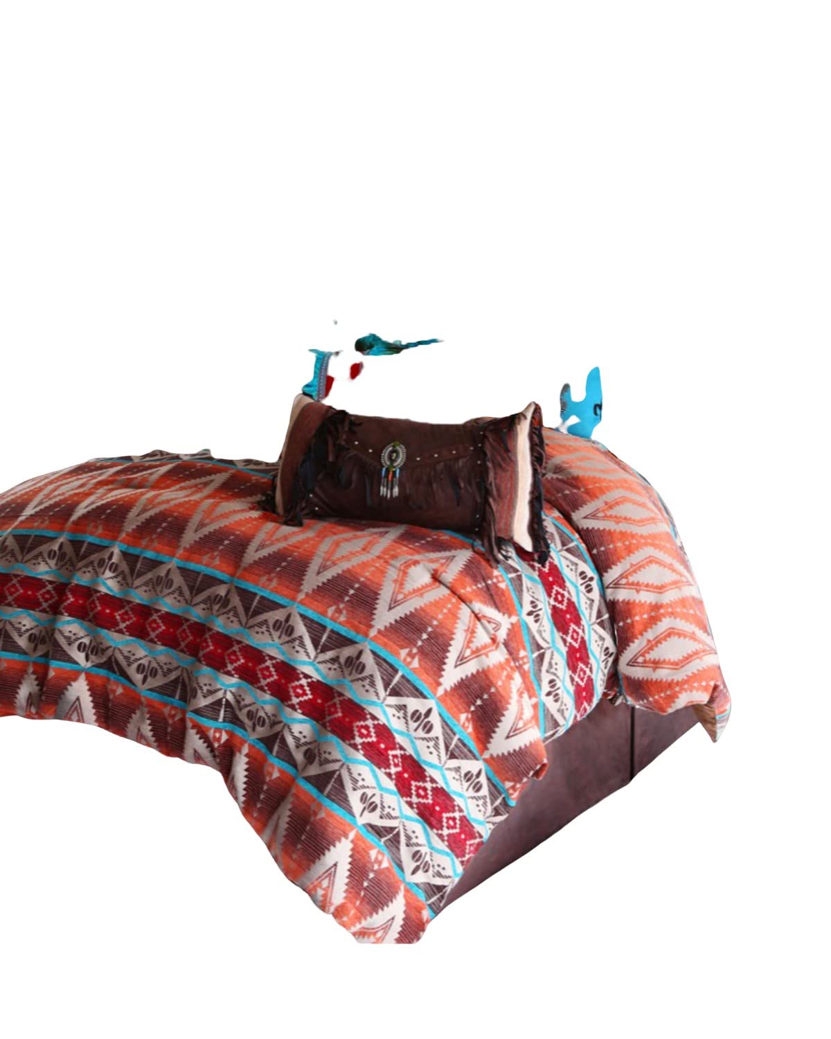 CARSTENS Woven Chenille 5-Piece Rustic Western Bedding Set | Mojave Sunset Pattern | Full/Queen Size Comforter | Southwestern Home Decor for Bedroom & Guest Room