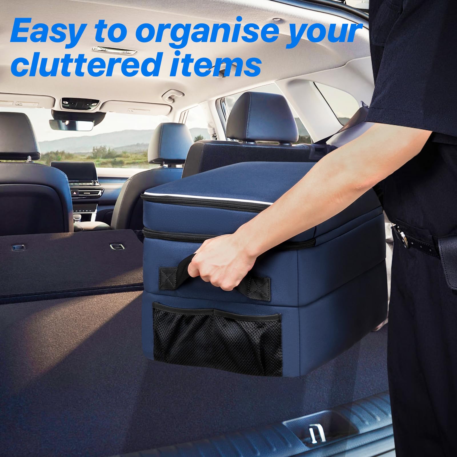 3-Layer Golf Trunk Organizer for Men - Ventilated Shoe Compartment Holds 2 Pairs - Car Storage for Golf Balls, Clothes, Gloves & Accessories - Perfect Golf Gift for Travel & Tournament Prep