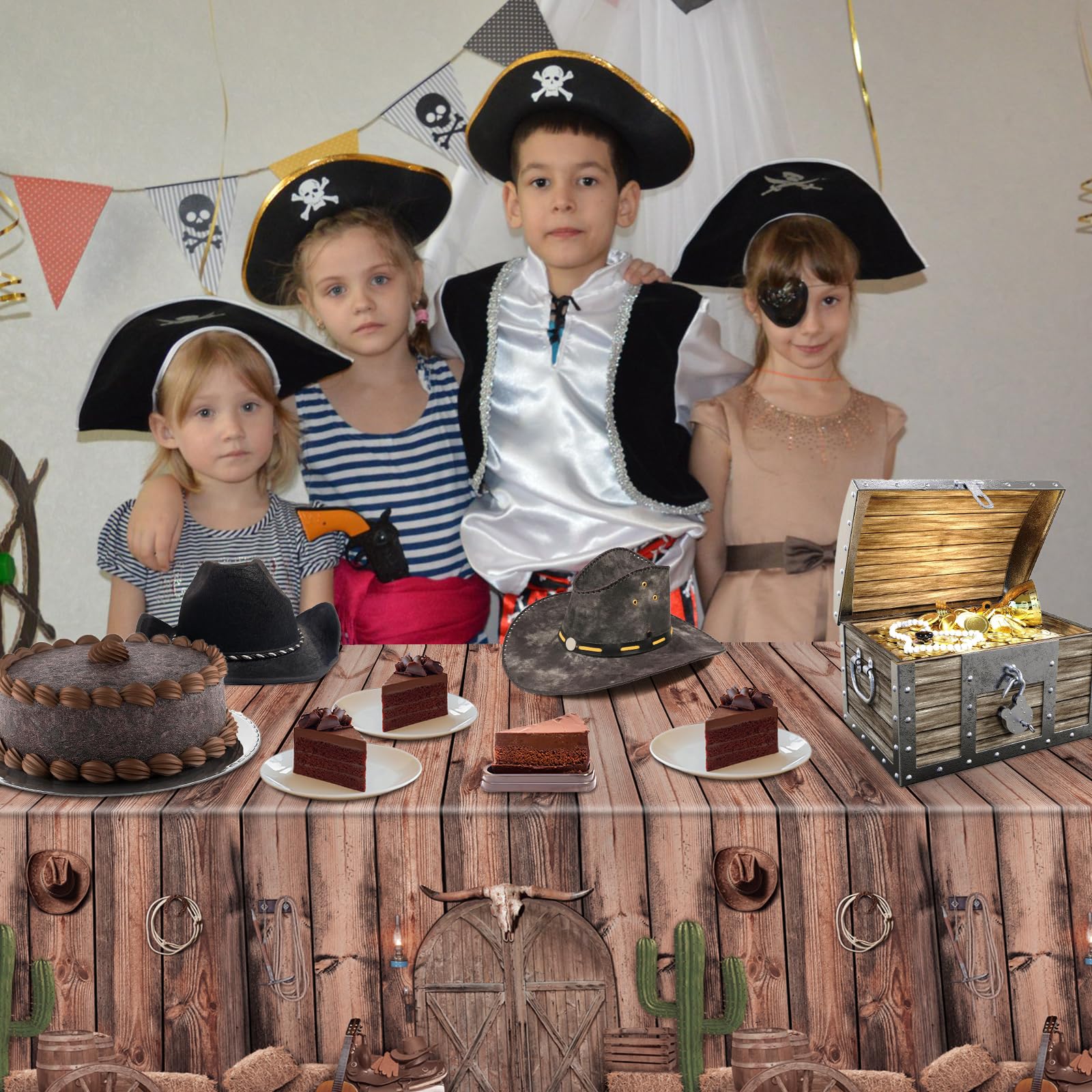 3 Pack Disposable Plastic Western Cowboy Party Tablecloths - Rustic Farmhouse & Western Theme Decor for Birthday Parties, Outdoor & Indoor Events - Perfect for BBQ, Picnics, and Western-Themed Celebrations