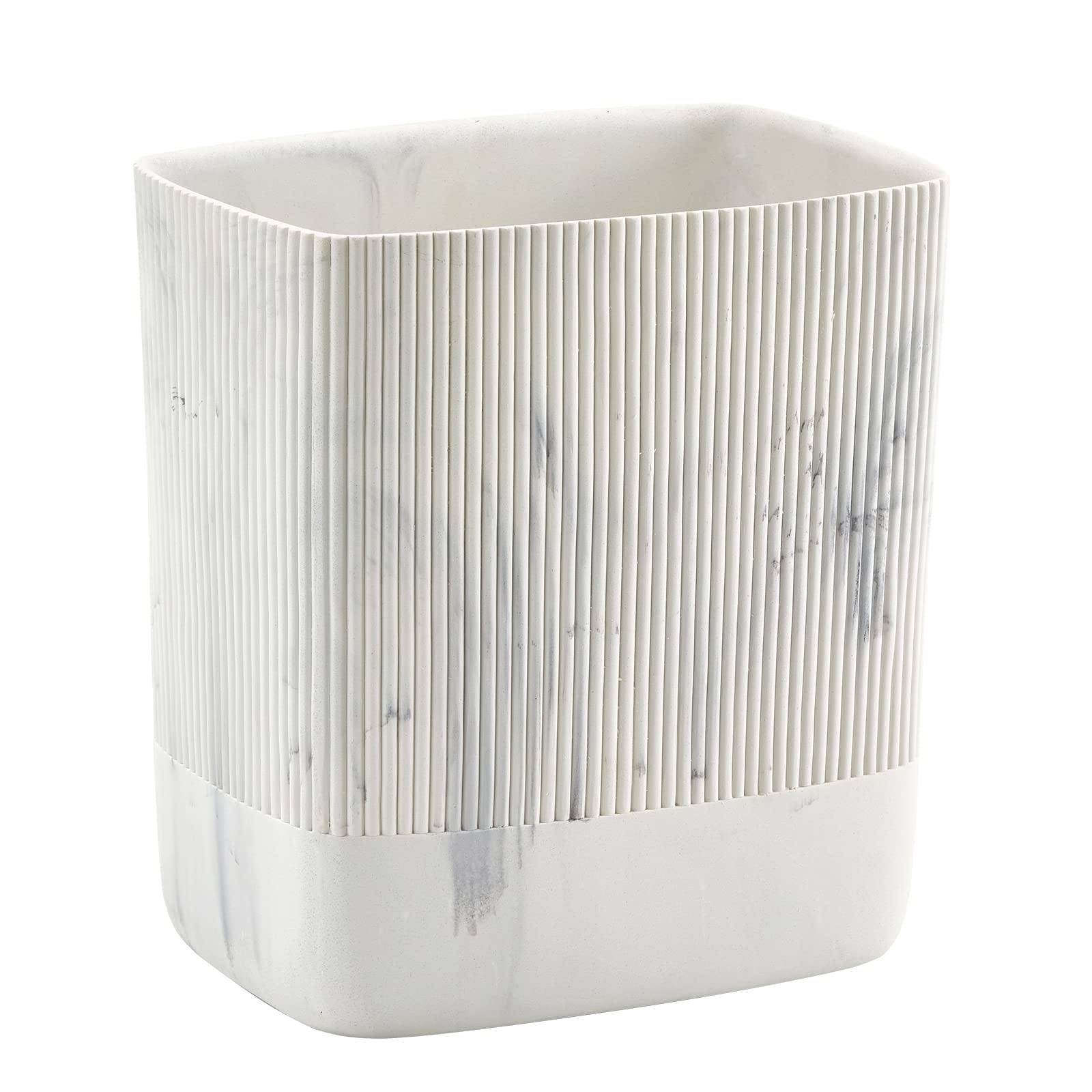 Polytree 1.8 Gallon (7 Liter) Small Trash Can - Marble White Bathroom & Kitchen Garbage Bin, Decorative Waste Basket for Bedroom, Office, Dorm - Perfect for Bathroom Vanity, Kitchen Counter & Home Organization