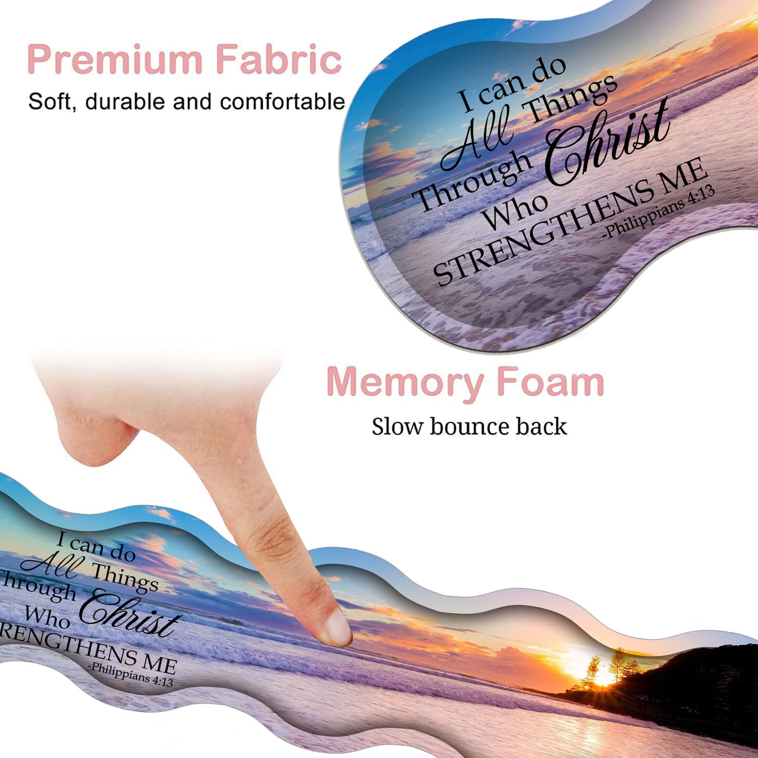 Ergonomic Keyboard & Mouse Wrist Rest Pad Set with Anti-Slip Mouse Pad & Coaster - Comfortable Wrist Support for Pain Relief - Perfect for Home, Office & Gaming Workstations - Bible Verse Philippians 4:13 Design