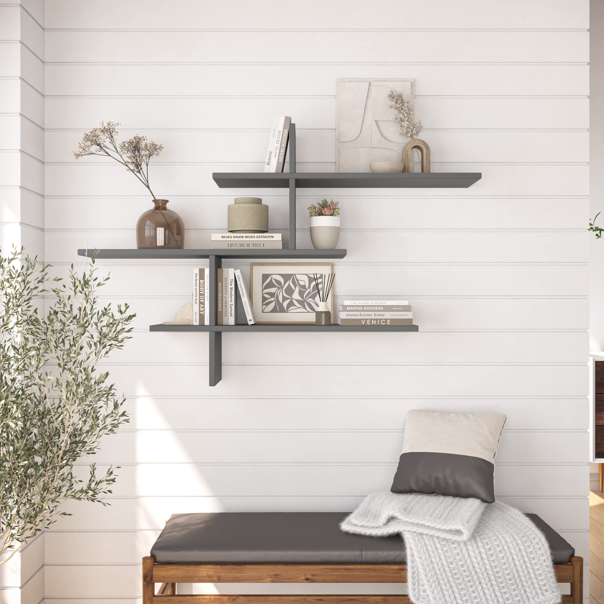 Webster Modern Anthracite Floating Wall Shelf 31.5