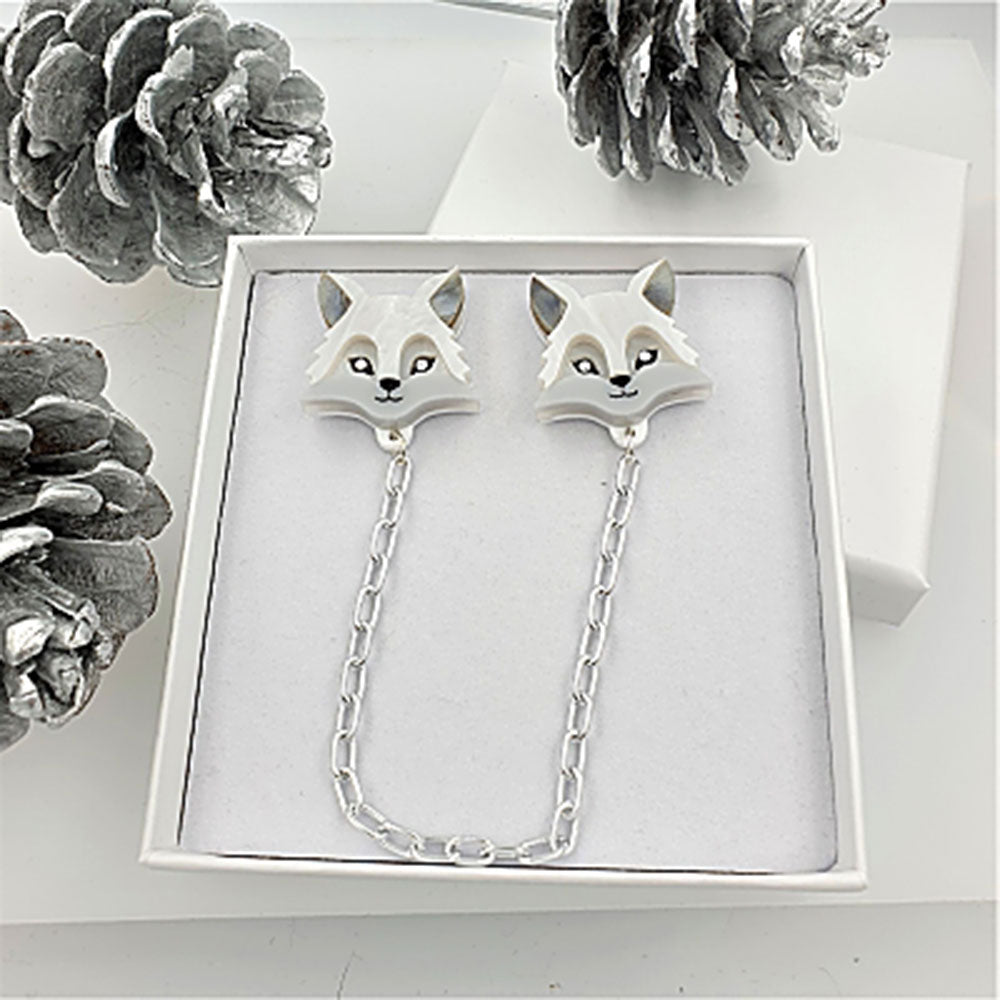 Arctic Fox Collar Clips for Dogs - Stylish Pet Accessories by Cherryloco - Perfect for Daily Walks, Training & Fashionable Pet Outfits