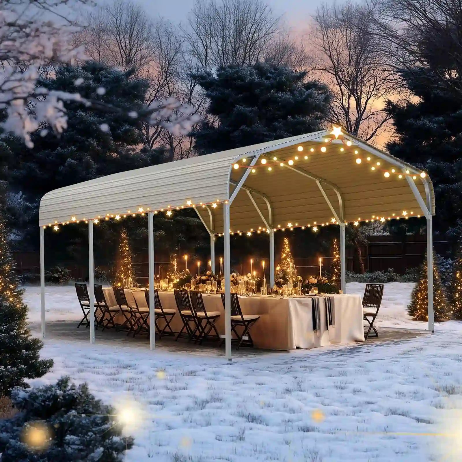Heavy Duty Metal Roof Car Canopy - White | Durable Outdoor Shelter for Cars, Trucks, RVs & Vehicles | Perfect for Parking, Camping & Outdoor Protection
