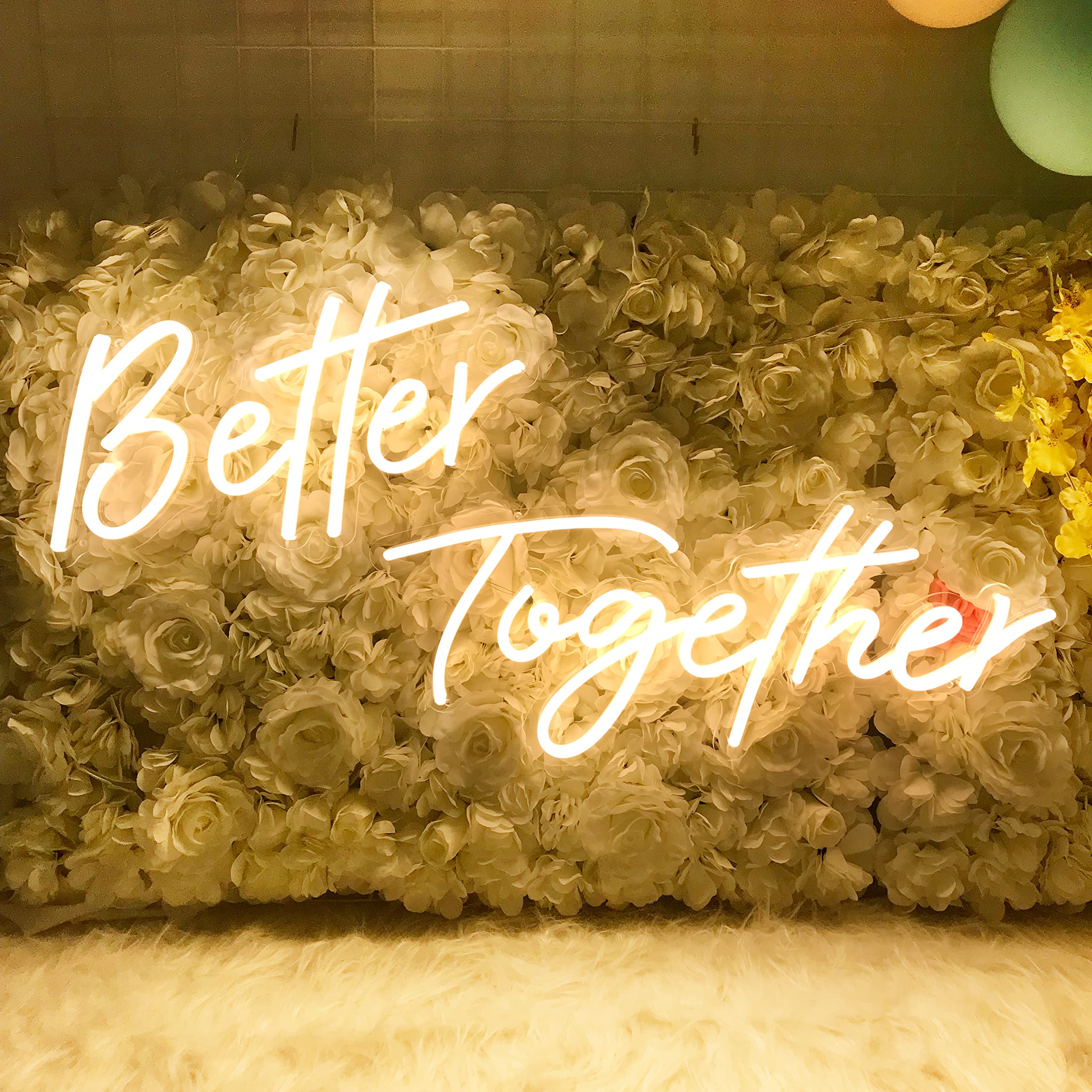 Divatla Better Together Warm White LED Neon Sign - Wedding Decor, Backdrop, Bedroom Wall Art - Large Custom Tube Light for Home, Party & Event Decorations | Perfect for Anniversary, Valentine's Day & Romantic Settings