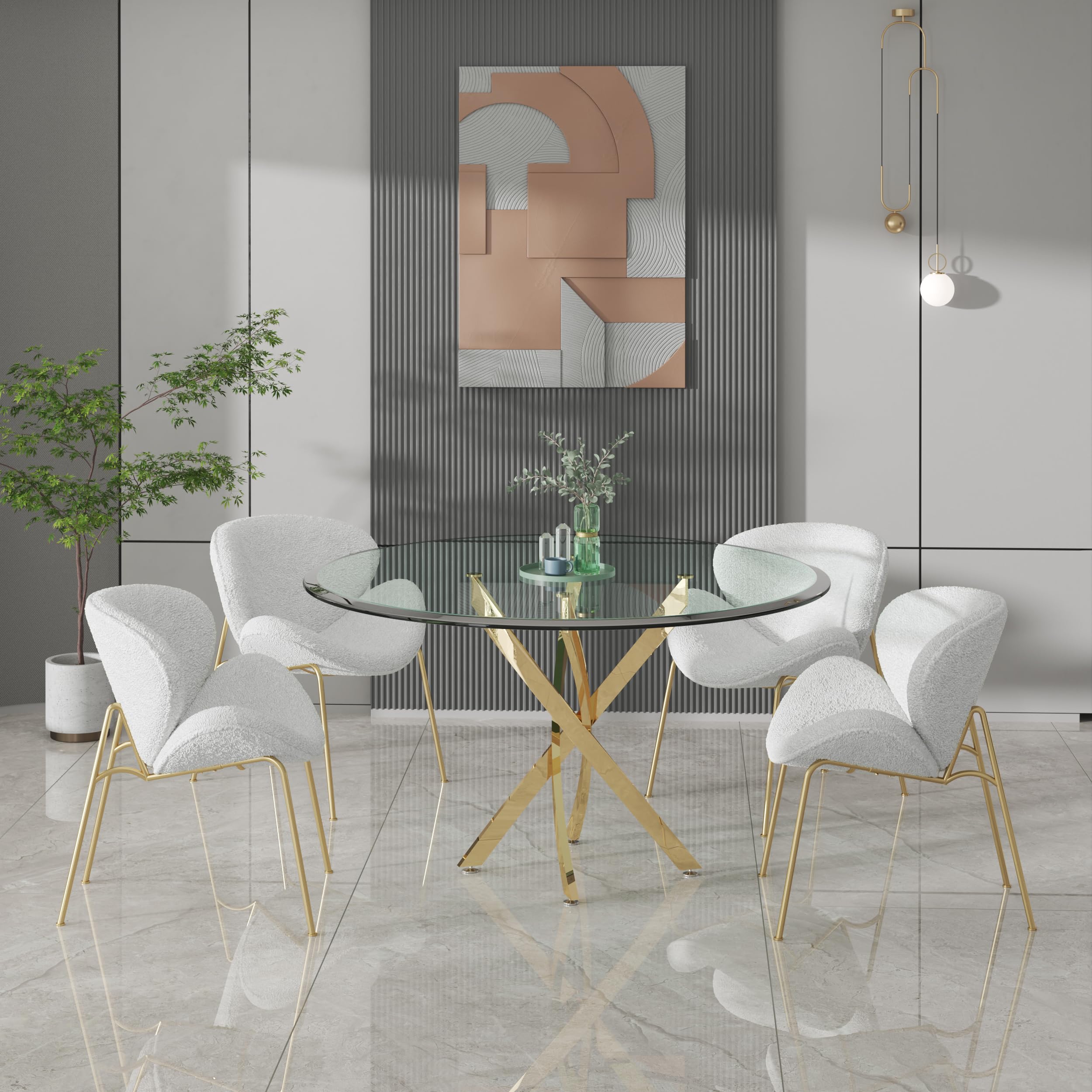 2 Pack Velvet Dining Chairs with Golden Legs - Modern Side Chairs, Curved Back Vanity Chair & Comfortable Reading Chair for Bedroom, Living Room, Kitchen - Perfect for Dining, Lounging & Home Decor