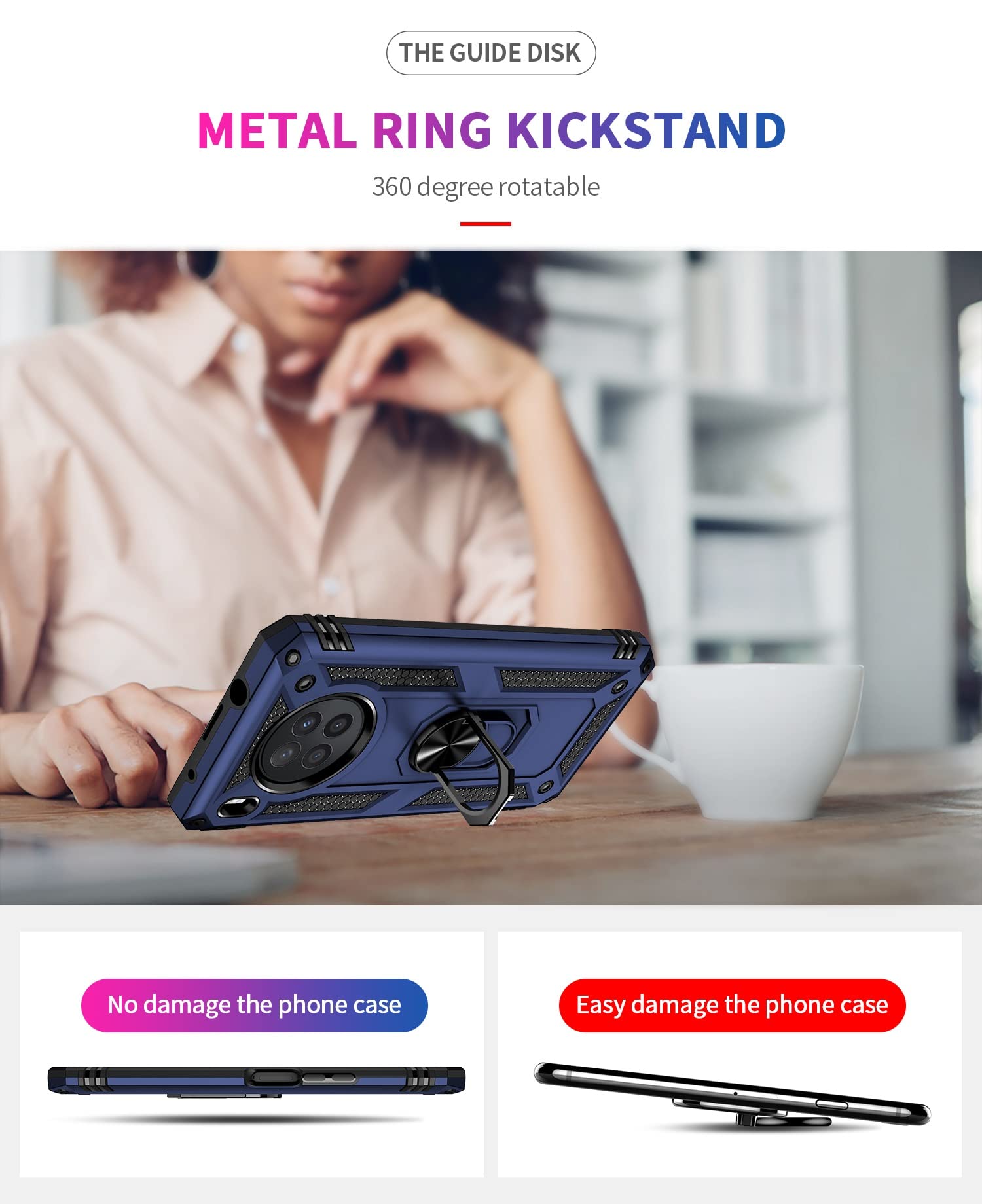 Premium Magnetic Ring Holder Shockproof Phone Case for Huawei Nova 8i - Heavy Duty Protection, Anti-Scratch & Anti-Fingerprint (Blue) - Perfect for Work, Travel & Outdoor Activities