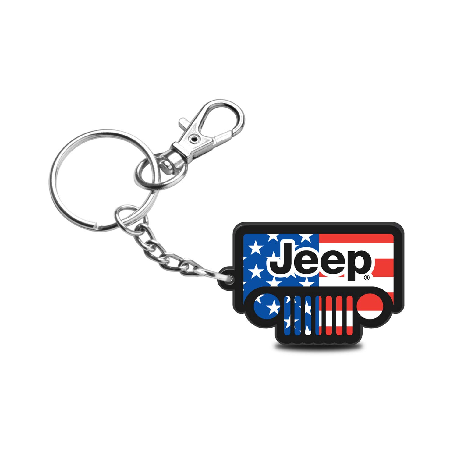USA Flag Jeep Grill Custom Laser Cut Full-Color Acrylic Keychain - Patriotic Car Accessory for Jeep Wrangler & Gladiator Owners - Perfect for Keys, Backpacks, Gifts & Jeep Enthusiast Collections