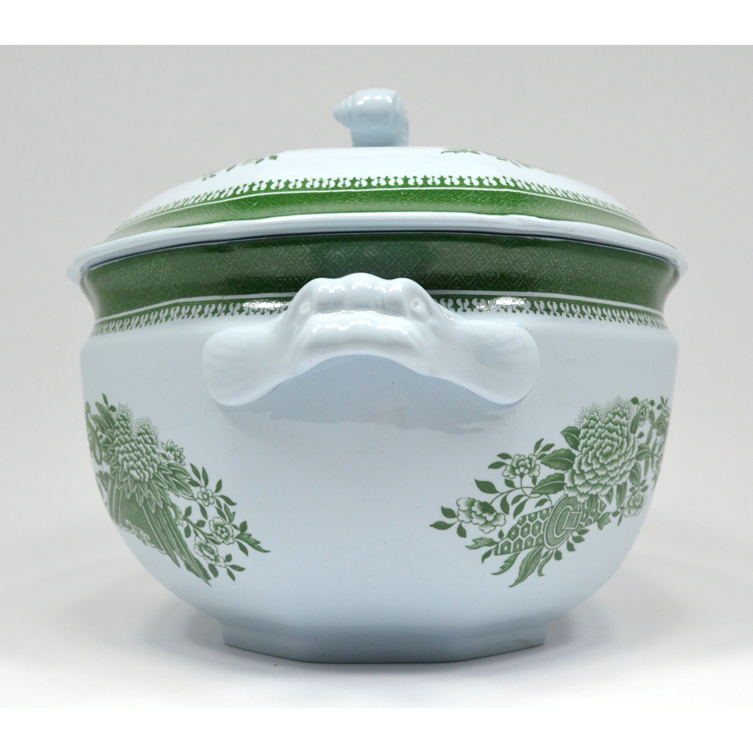 Premium SPODE 'FITZHUGH' Green 1-Gallon Large Soup Tureen with Lid - Elegant Serving Bowl for Dinner Parties & Holiday Entertaining