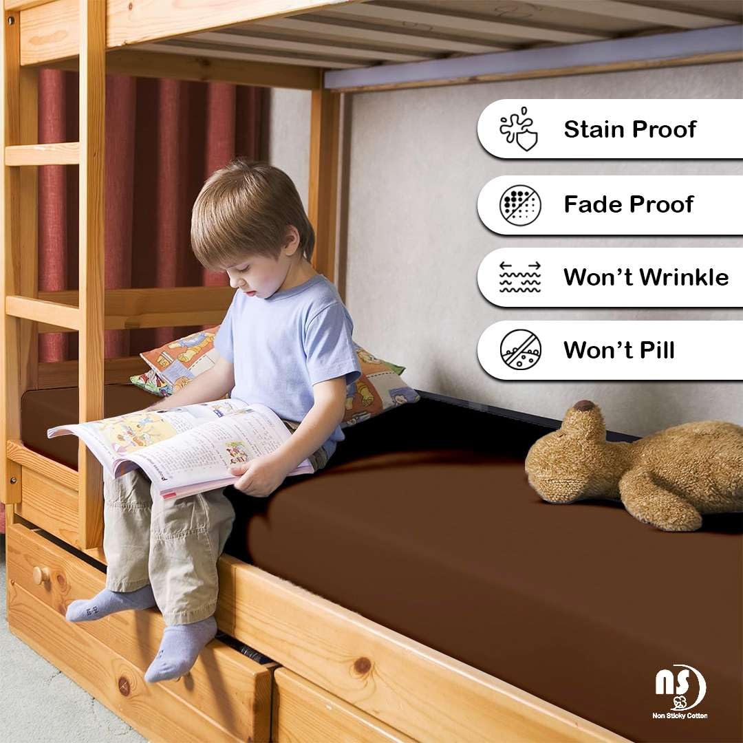 **Narrow Twin Fitted Sheets Set - 33x75 Inches, 100% Cotton Taupe Solid, 4-Piece for RV Bunk Beds, Guest Beds & Cots | Soft & Breathable for Comfortable Sleep**