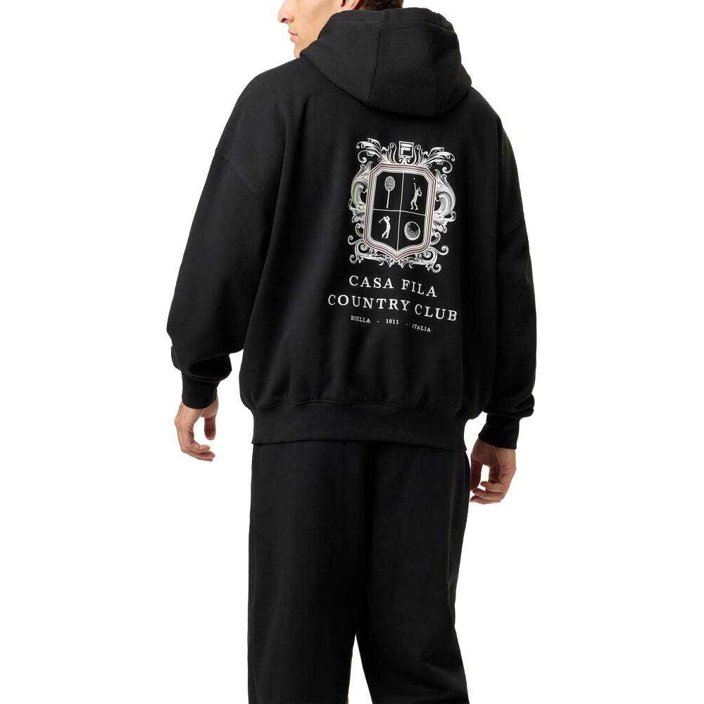 Fila Unisex Crest Country Club Hoodie - Soft Cotton Pullover Sweatshirt for Men & Women (Black) | Perfect for Golf, Casual Wear & Outdoor Activities