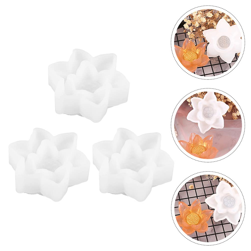 EXCEART 3-Piece Silicone Resin Tray Molds for DIY Crafts - Rose & Lotus Flower Shaped Jewelry, Soap, Candle Making Molds - Perfect for Home Decor, Wedding Favors, and Gift Making