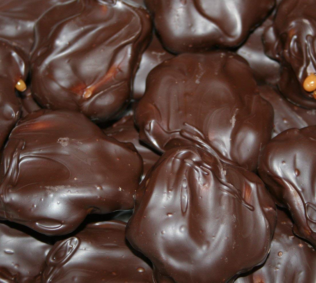 Premium Dark Chocolate Pecan Caramel Clusters - No Melt Guarantee - 1 Pound Bulk Bag - Gourmet Candy for Gifts, Parties & Holiday Treats