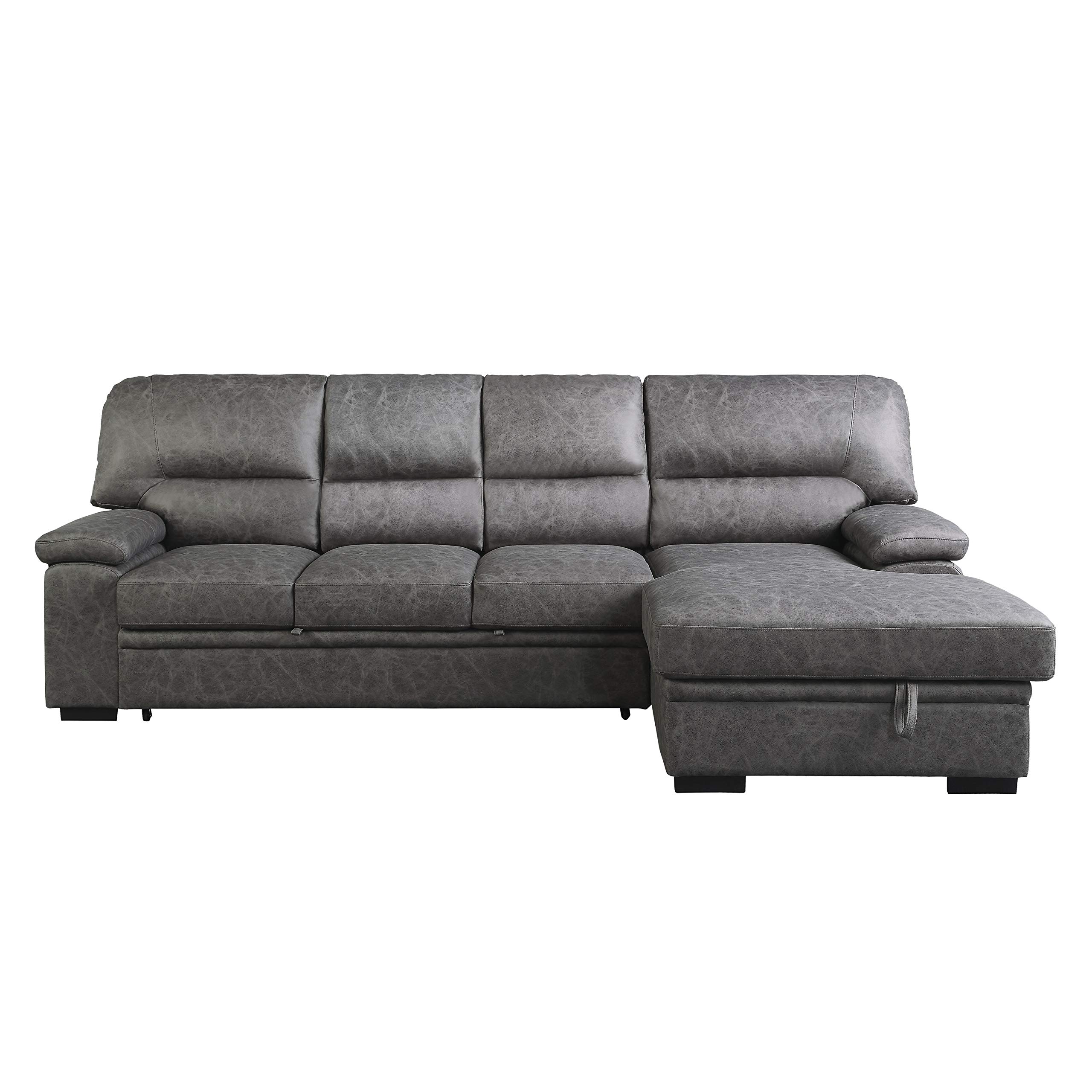 Lexicon L-Shaped Sectional Sofa Bed with Storage Chaise - Convertible Sleeper Couch for Living Room & Small Apartments - Dark Grey Modern Furniture - Perfect for Guest Rooms, Home Theaters and Studio Spaces