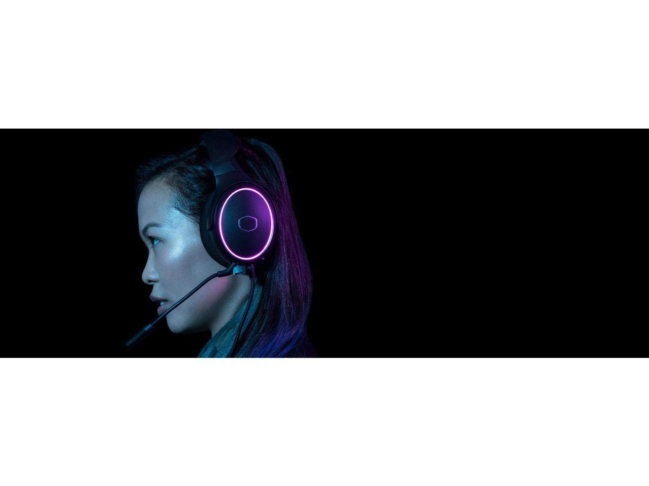 Cooler Master MH650 RGB Gaming Headset with Virtual 7.1 Surround Sound - 50mm Neodymium Drivers, Noise-Canceling Boom Mic - Compatible with PC, PS4, Xbox, Switch - USB Type A - Perfect for FPS, MOBA & Streaming - Black