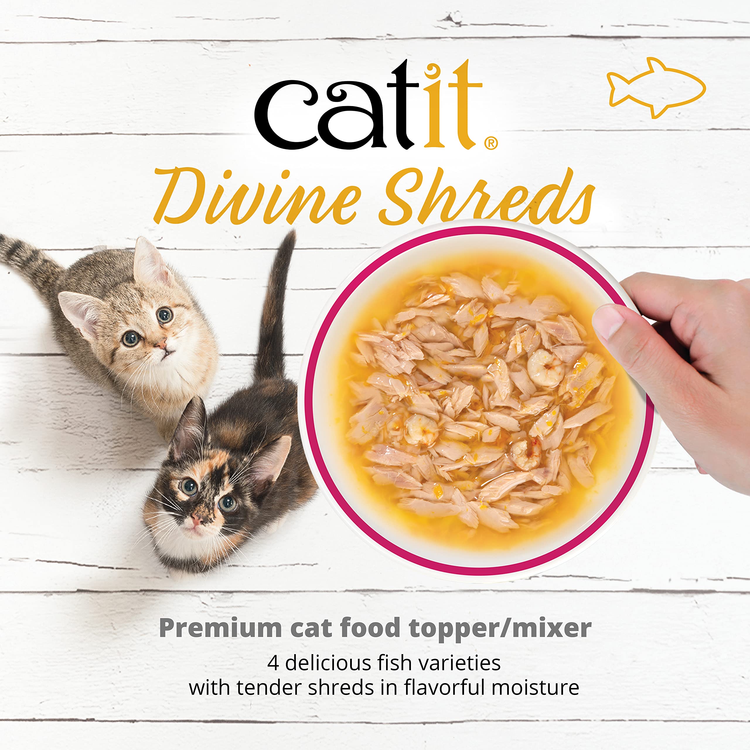 Premium Cat Food Topper - Catit Divine Shreds Tuna with Chicken & Wakame for Cats | High Protein Meal Enhancer | Perfect for Picky Eaters & Digestive Health | Use as Topper or Mixer for Dry or Wet Cat Food