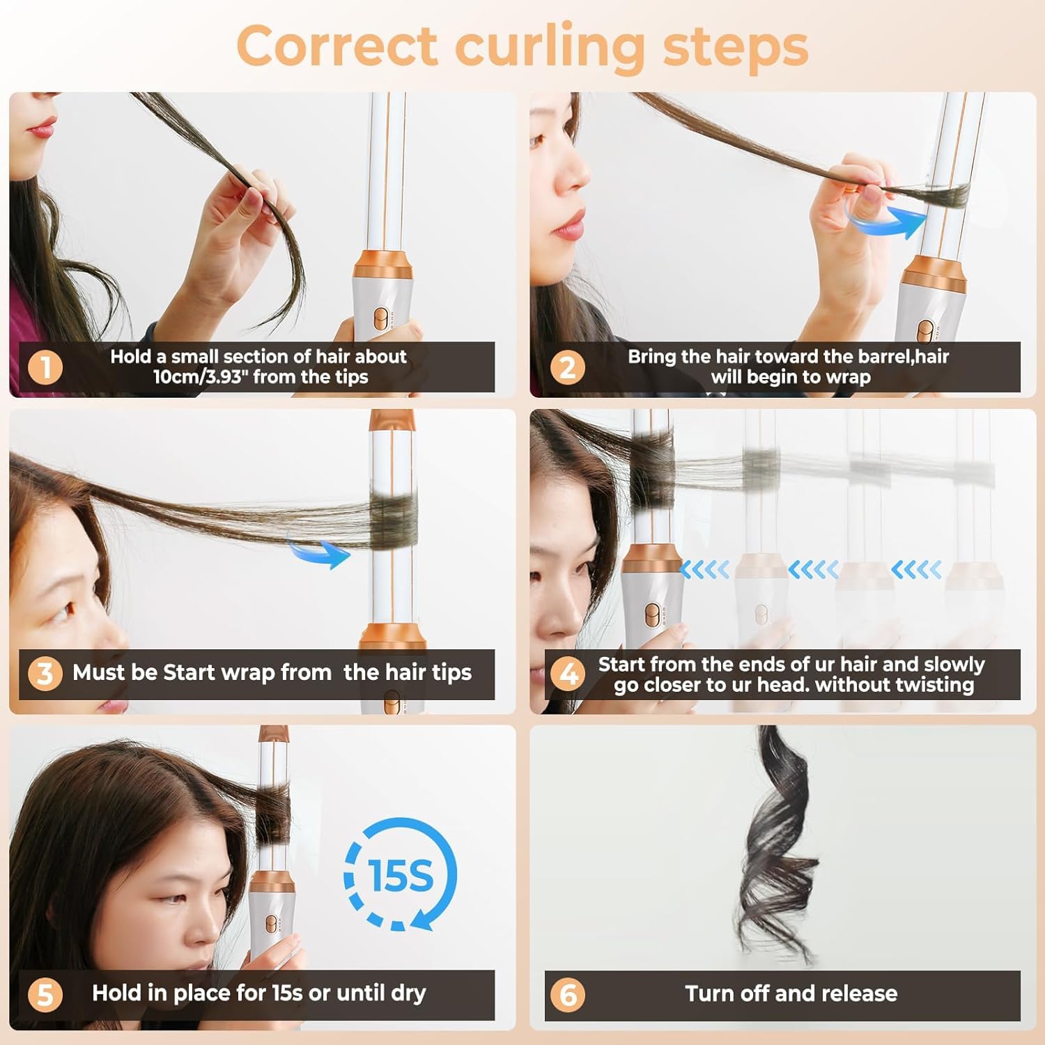 6-in-1 Blow Dryer Brush with Detachable Nozzle - Ionic Hot Air Styler & Curling Iron for Salon-Quality Hair at Home - Perfect for Travel, Styling, and Creating Voluminous Curls or Smooth Blowouts