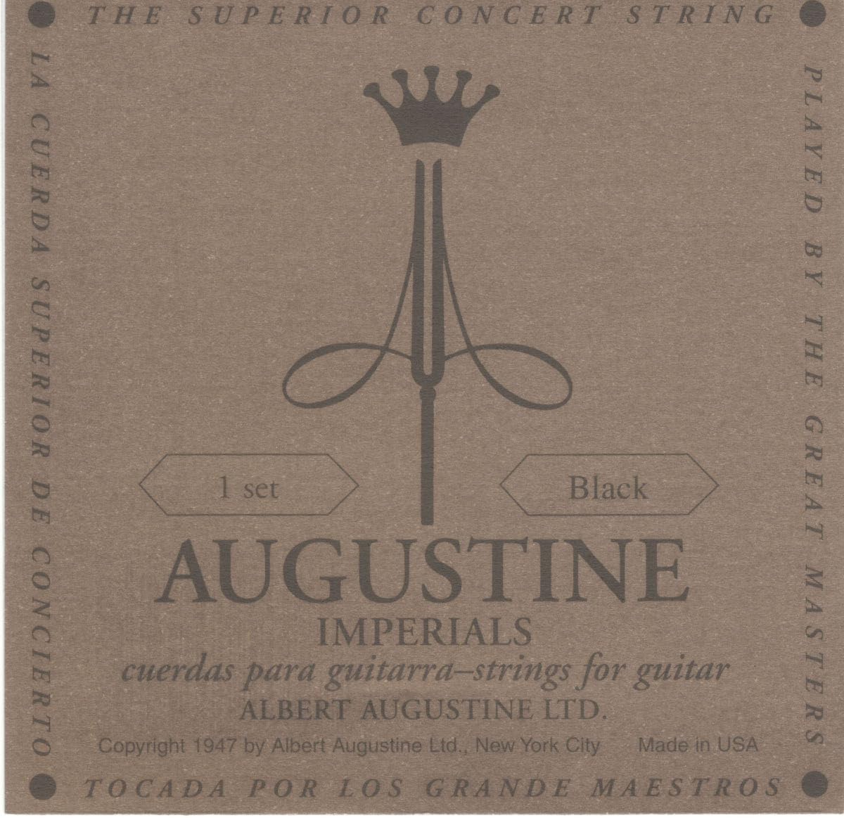 Augustine Imperial Black Crystal Nylon Guitar Strings - Low Tension Classical Guitar Strings (1 Set) - Perfect for Classical, Flamenco & Fingerstyle Players