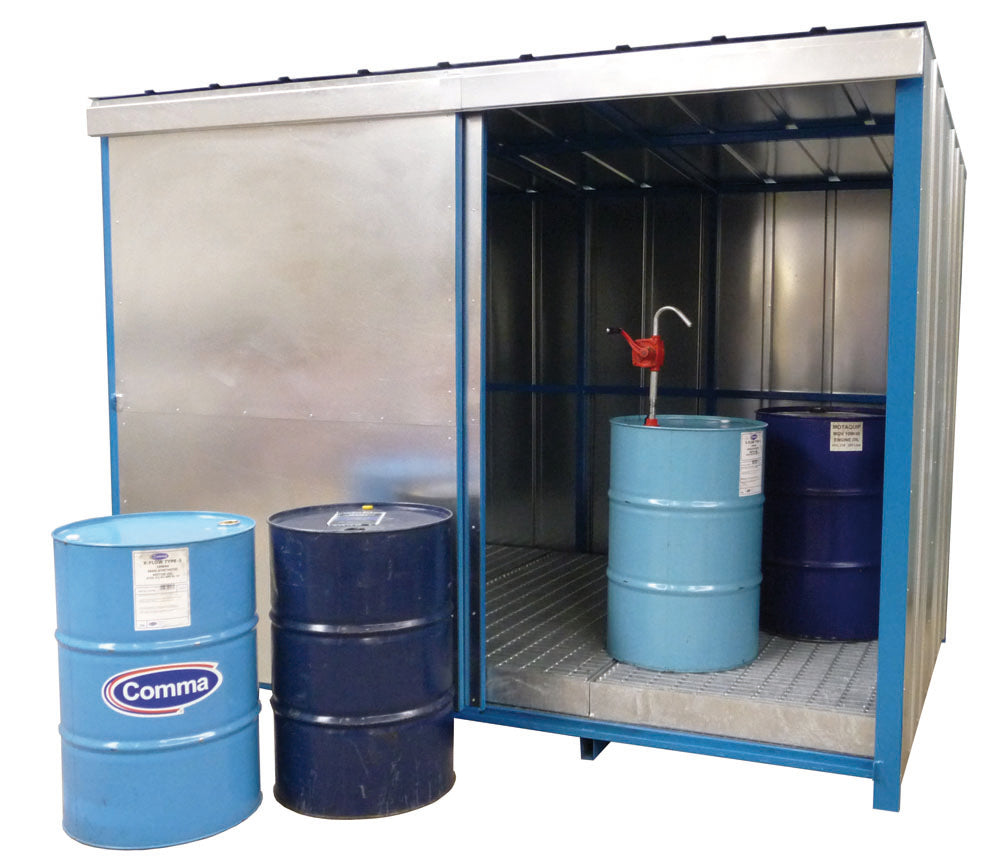 Heavy Duty Drum Storage Unit with Sump Base - Secure Chemical & Oil Containment Solution for Industrial & Warehouse Use