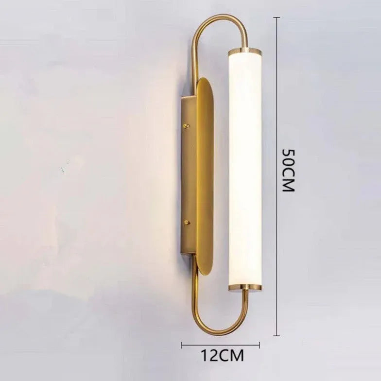 Frosted Glass Tube Wall Sconce - Gold Finish Modern Lighting for Bedroom, Living Room & Hallway Decor