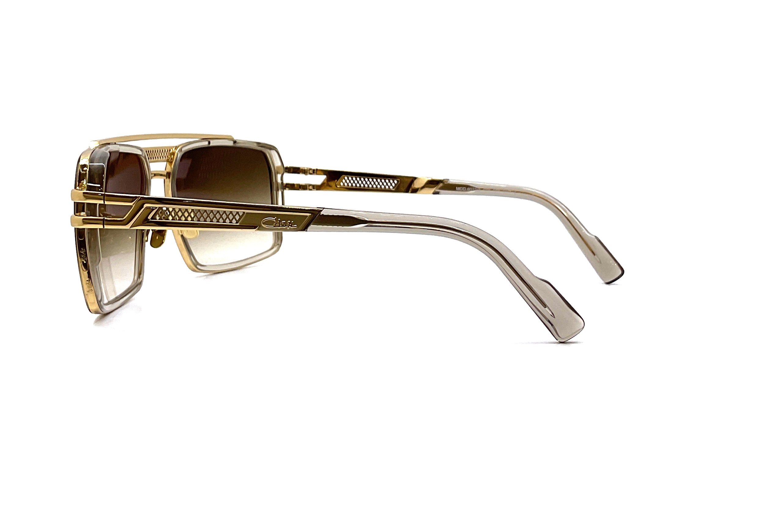 Cazal 6033/3 Sunglasses - Brown Transparent Frame & Gold Accents - Retro Fashion Eyewear for Men & Women - Perfect for Outdoor Activities & Style Statement