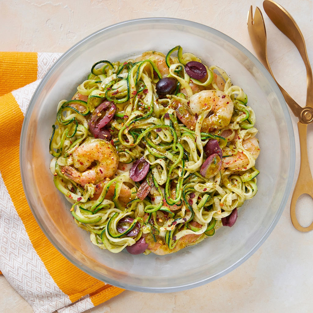 Delicious Pesto Zoodles with Shrimp Recipe - Low Carb Zucchini Noodles & Fresh Shrimp - Perfect for Keto Diet & Healthy Weeknight Dinners