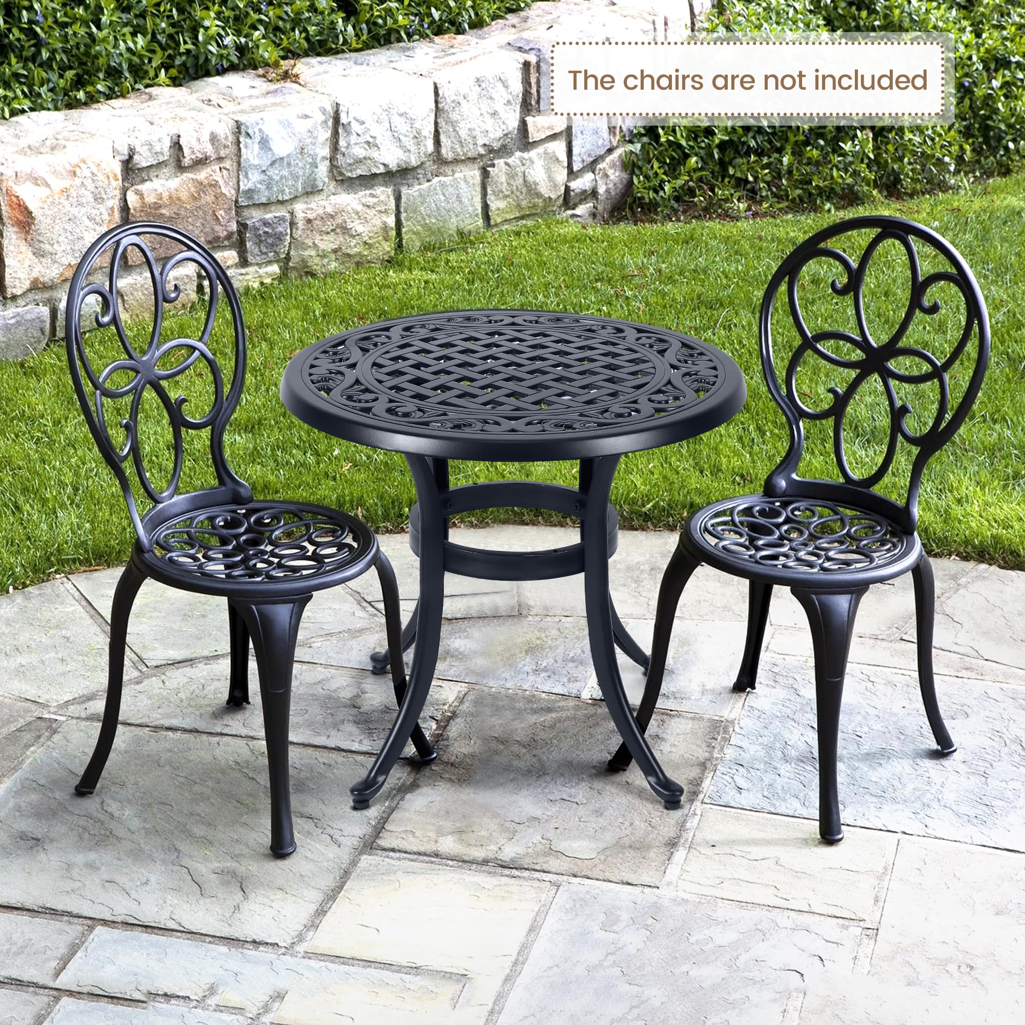 23.22 Inch Round Cast Aluminum Outdoor Bistro Table with Adjustable Feet - Black Patio Side Table for Porch, Backyard, Garden, Balcony | Perfect for Coffee Mornings, Outdoor Dining & Relaxing