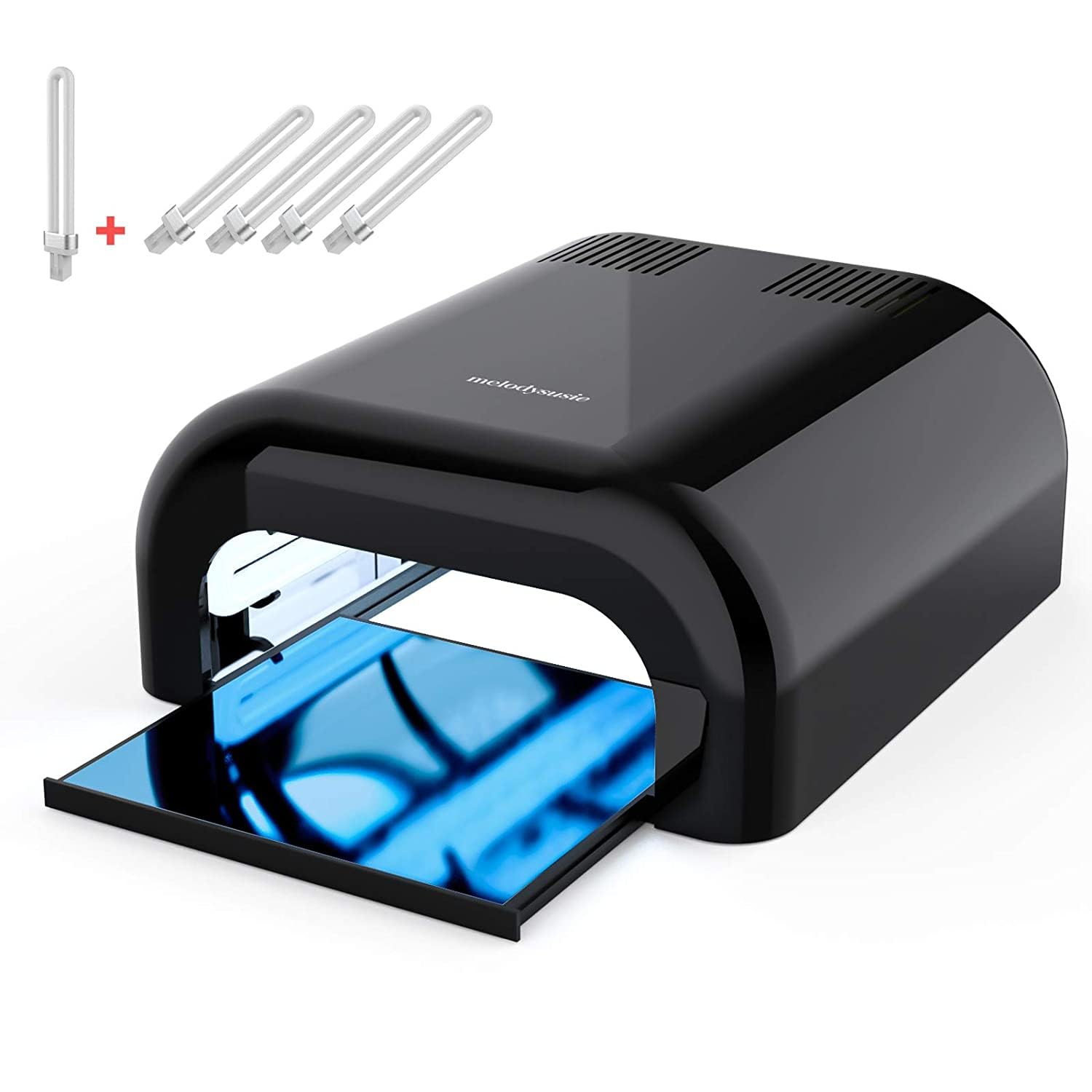 MelodySusie 36W Professional UV LED Nail Lamp for Gel Polish & Resin Curing - 3 Timer Settings, Sliding Tray - Perfect for Manicure, Pedicure & DIY Nail Art at Home or Salon (Black)