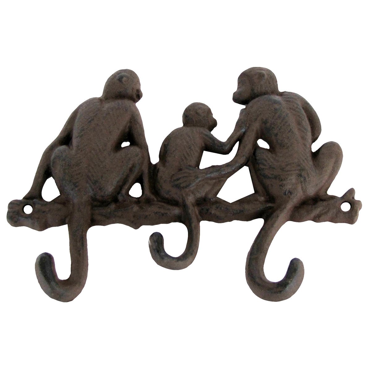 Cast Iron Wall Mount Monkey Tails Hook - 3 Pack Heavy Duty Rustic Coat Hooks for Entryway, Mudroom, Kitchen & Bathroom Organization