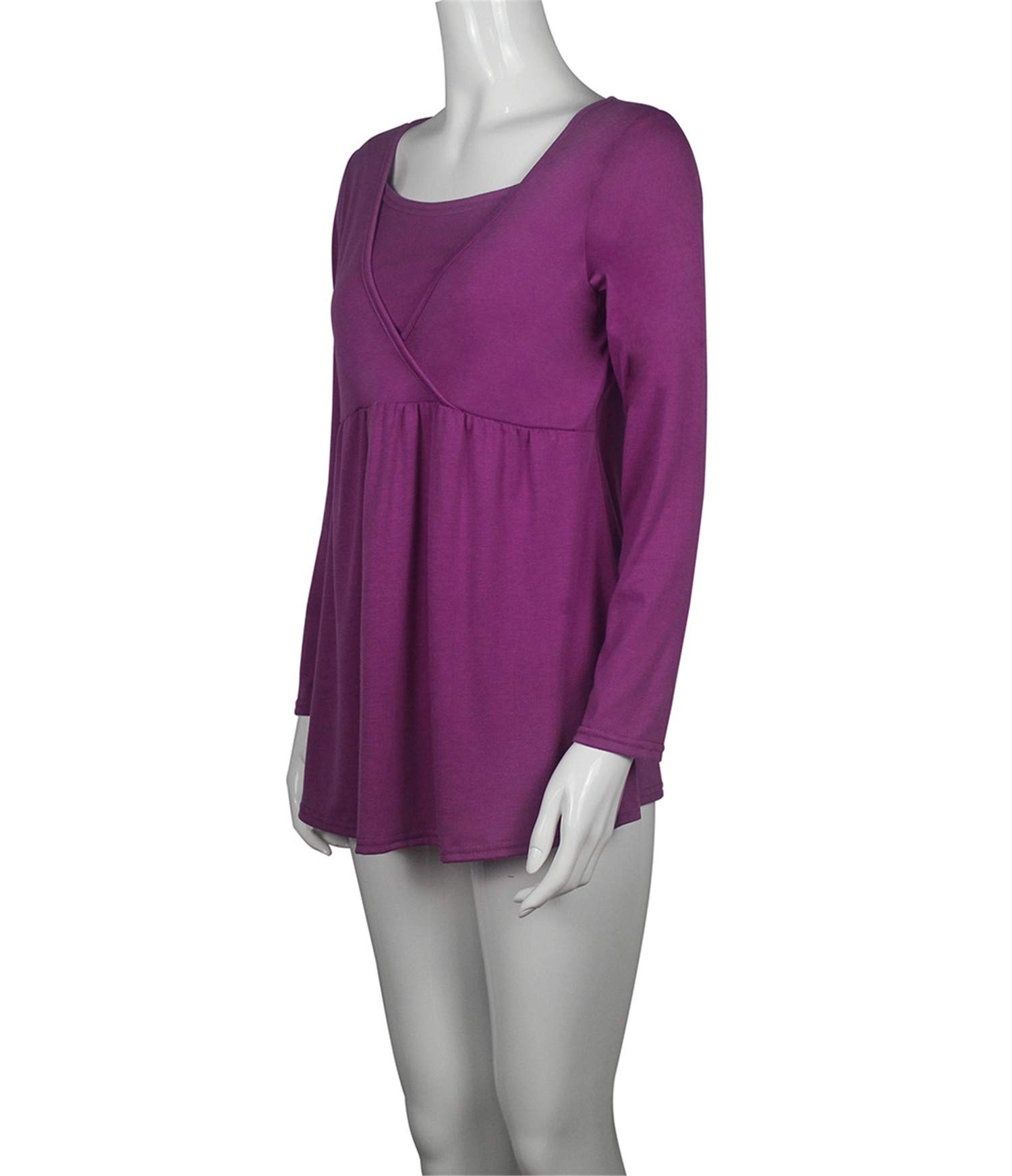 Andongnywell Women's Maternity Nursing Tops - Soft Long Sleeve Breastfeeding Shirts for Pregnant & Nursing Moms | Comfortable Cotton Blend for Everyday Wear | Perfect for Work, Shopping & Family Outings | Ideal for Nursing, Office & Casual Occasions