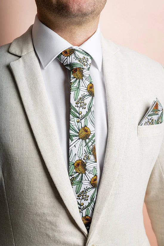 Banksia Grey Cotton Tie for Men - Soft & Comfortable Necktie for Business, Weddings & Formal Events - Stylish & Durable Fashion Accessory
