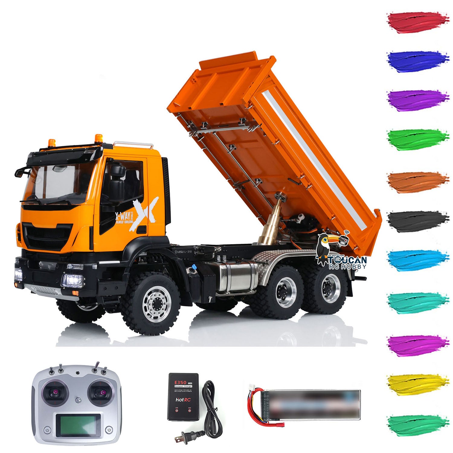 Customized LESU Metal 6x6 1/14 Scale RC Hydraulic Dump Truck - 3 Way Radio Controlled Construction Vehicle DIY Model Kit for Adults & Kids | Perfect for Construction Site Play, Collecting, and STEM Learning