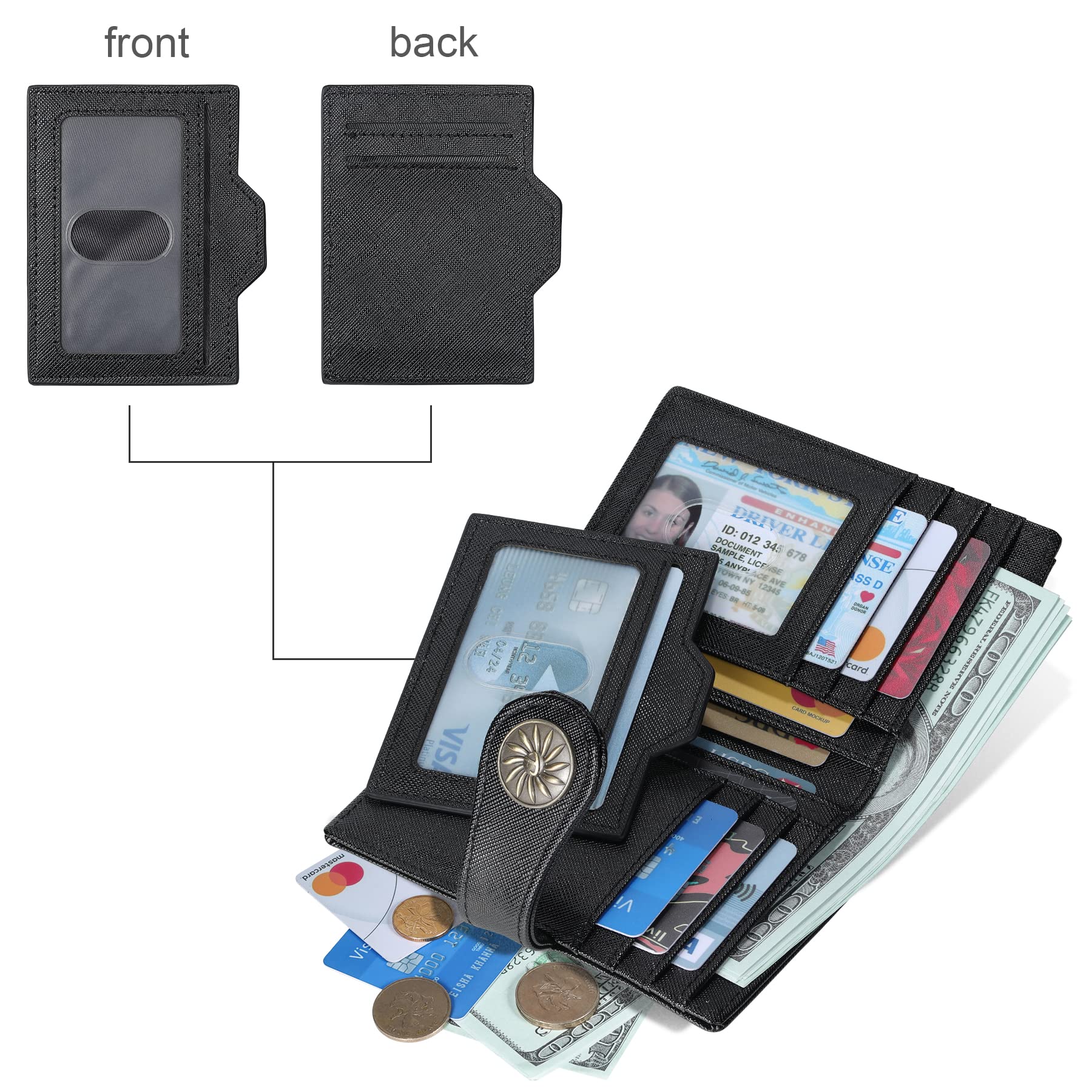 Travelambo RFID Blocking Bifold Leather Wallet for Women - Slim Card Holder with 2 ID Windows & Zippered Coin Pocket | Perfect for Everyday Use, Travel, and Gift Giving