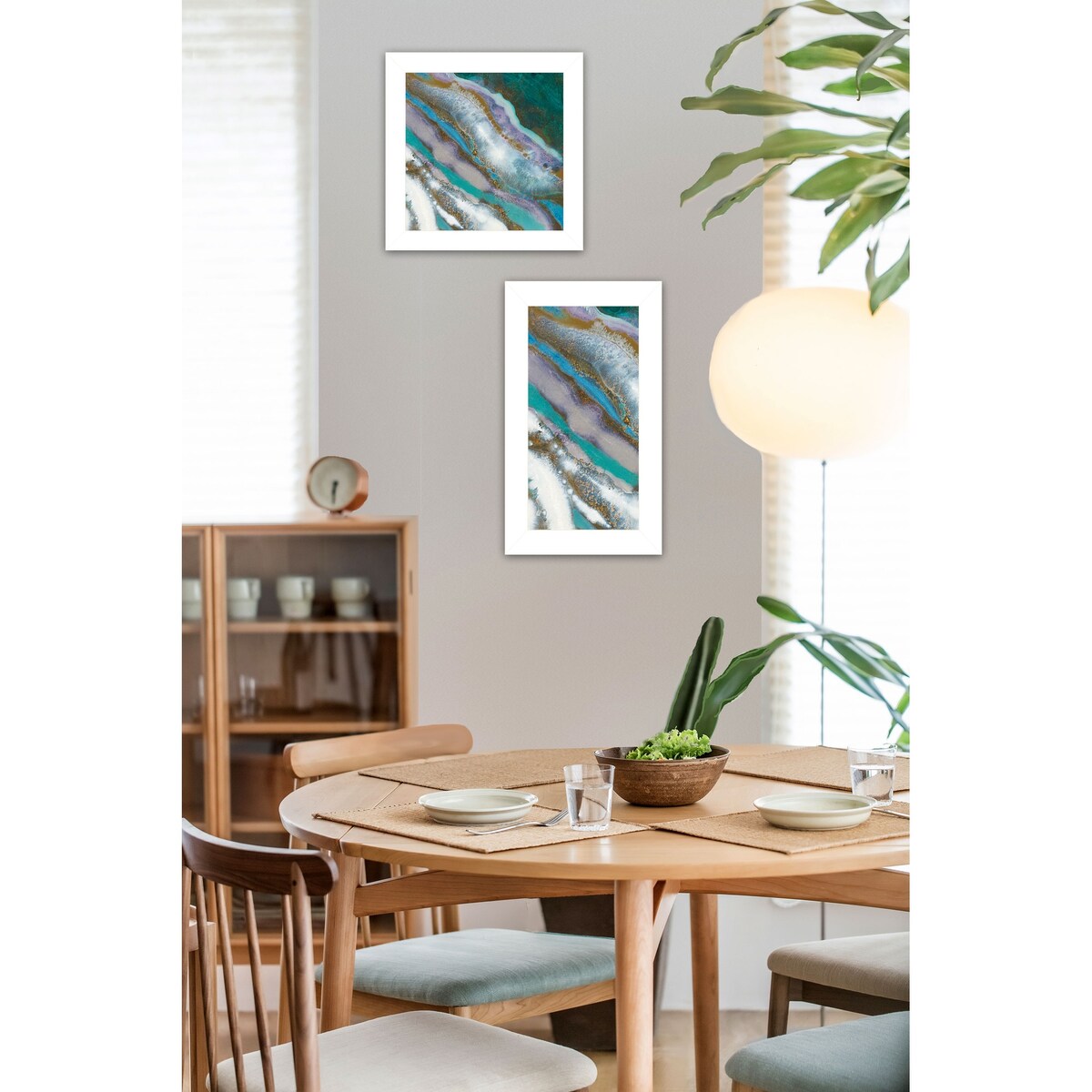 Abstract Agates 2-Piece Wall Art Set by Jay Zinn - White Framed Modern Home Decor for Living Room, Bedroom & Office