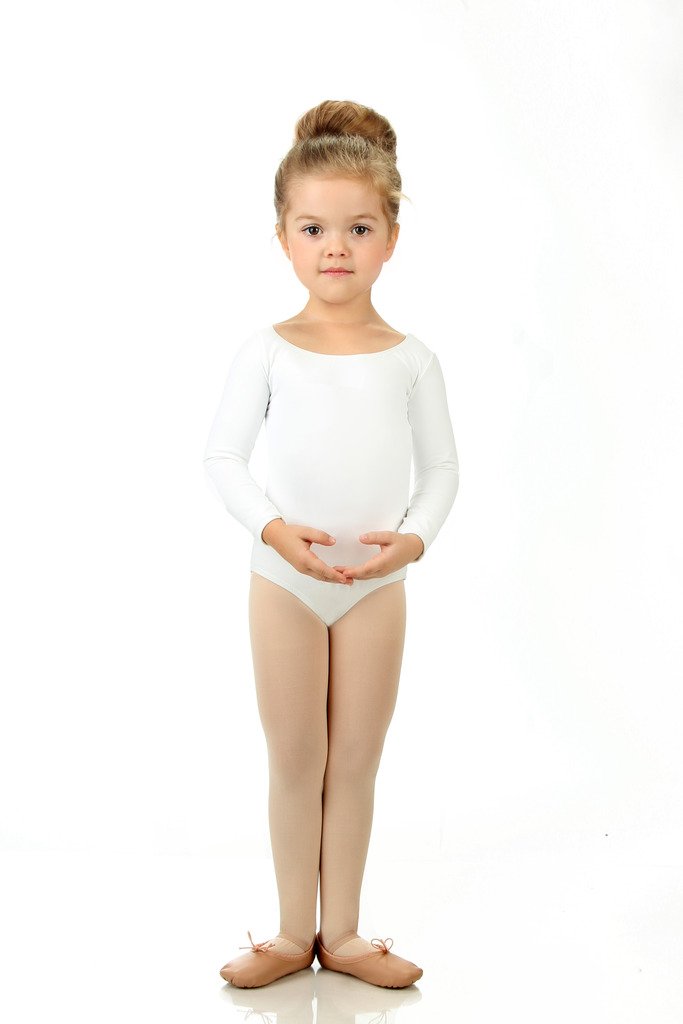 Girls Gymnastics Leotards - Long Sleeve Scoop Neck Dance Leotard for Ballet, Cheerleading & Rhythmic Gymnastics Practice