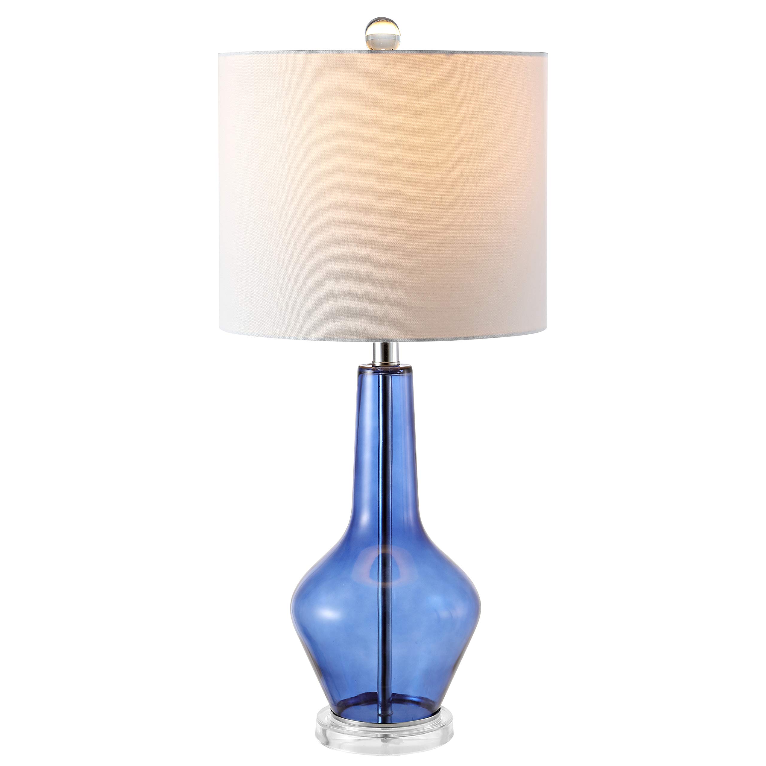 SAFAVIEH Velvet Blue Glass 24-Inch Table Lamp Set of 2 with LED Bulbs - Modern Bedside Lighting for Bedroom, Living Room & Home Office - Perfect for Reading, Relaxing & Decor
