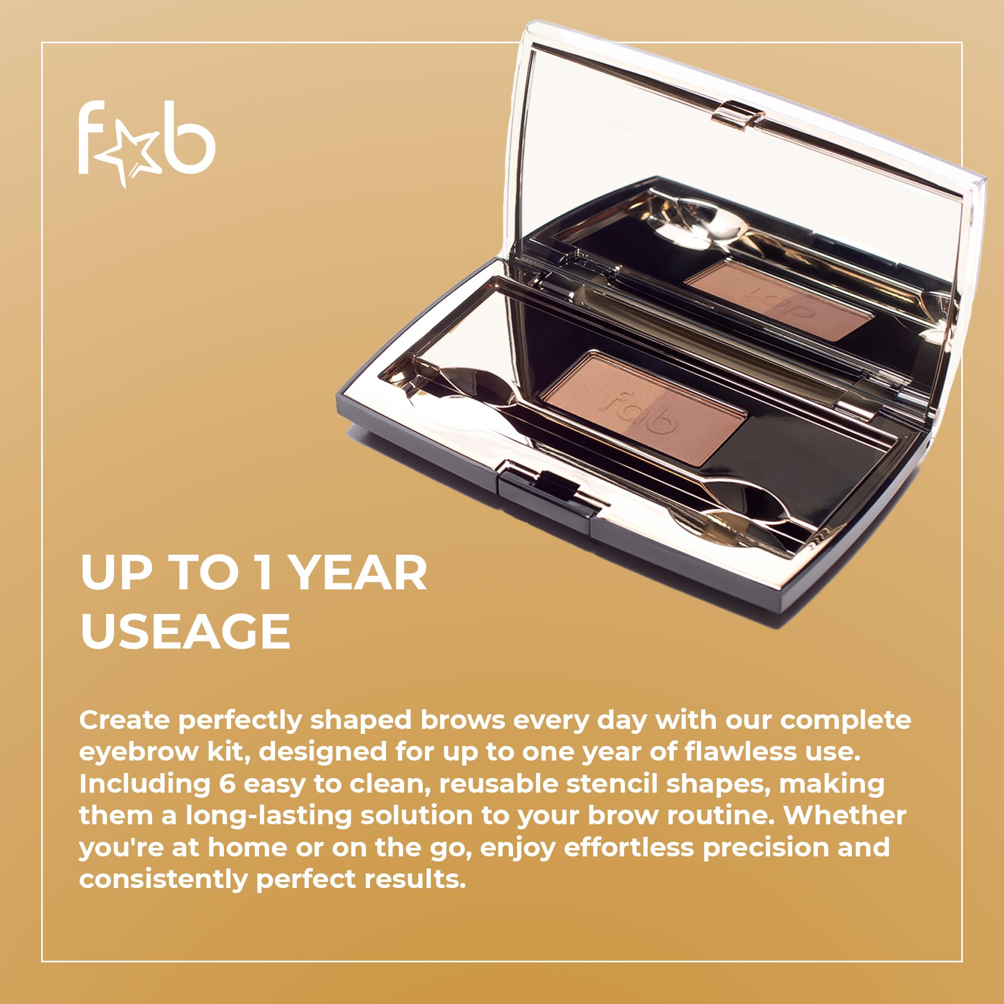 Waterproof Duo Eyebrow Kit with Brow Stencil & Compact Mirror - Slate/Black Eyebrow Shaper & Contour Palette for Perfect Brows | Everyday Makeup & Professional Salon Use