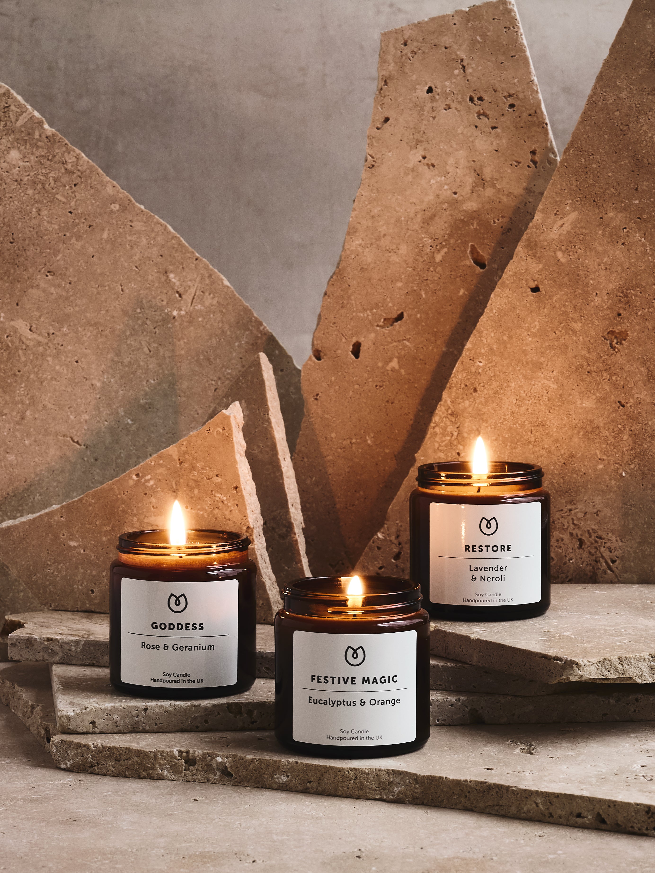 Yogamatters Festive Magic Candle - Eucalyptus & Orange Scented Soy Wax Candle for Yoga, Meditation & Relaxation - Perfect for Home Spa, Holiday Decor & Aromatherapy