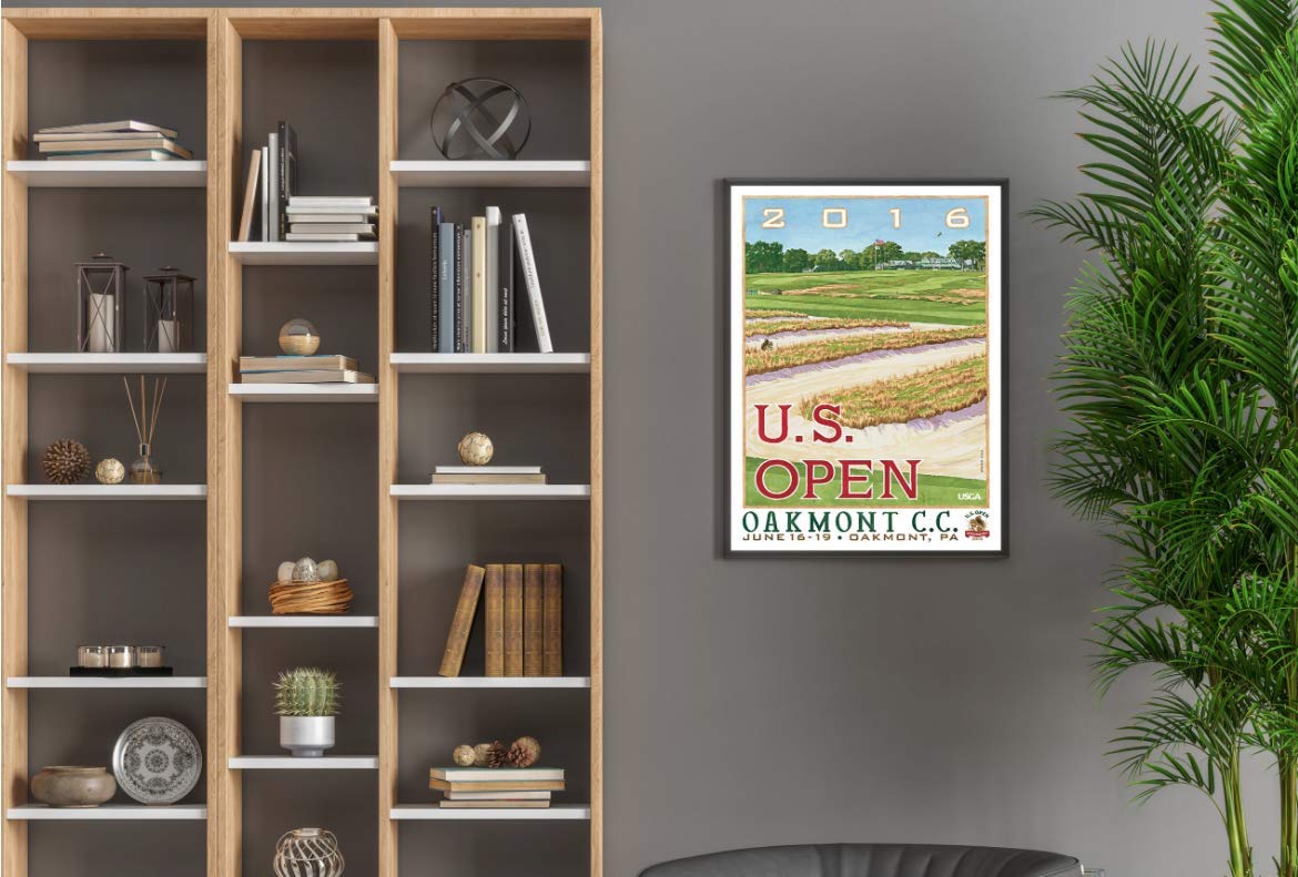Lee Wybranski Official Golf Art - 2012 U.S. Open Championship at Olympic Club - 20x30 Inch Framed Canvas Print - Perfect Golf Gift for Men - Home & Office Wall Decor