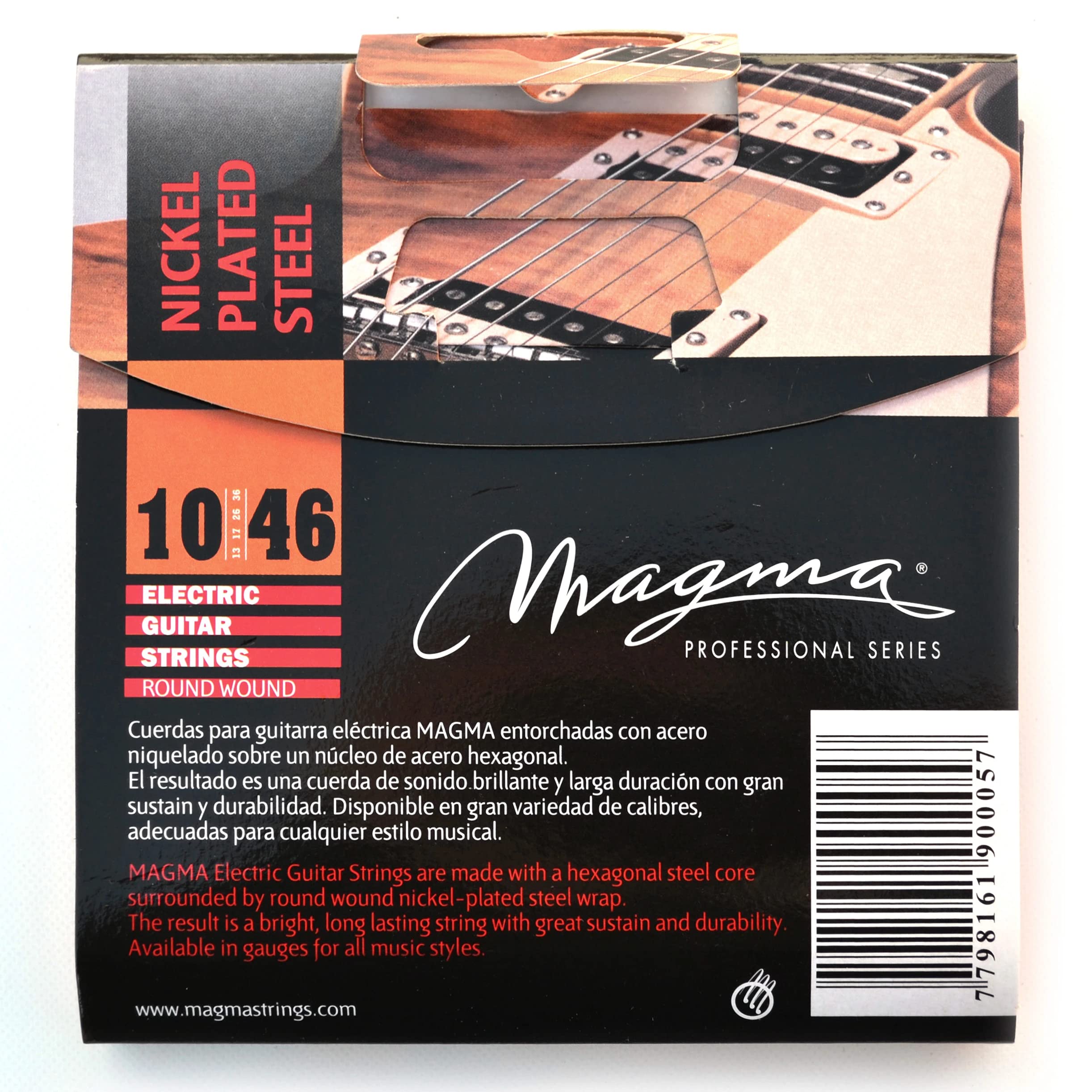 Magma Light Electric Guitar Strings - Nickel Plated Steel 10-46 Gauge (10,13,17,26,36,46) - 3 Pack (GE140N-3) - Perfect for Rock, Blues & Studio Recording