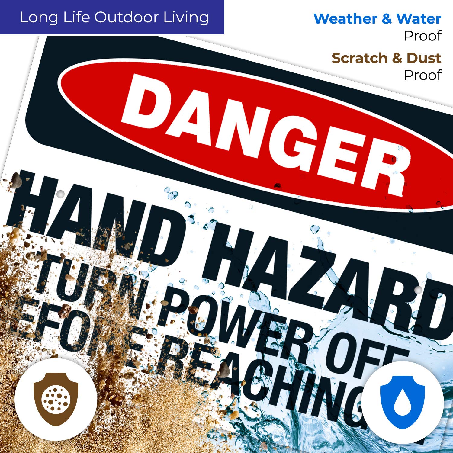 OSHA Danger Sign - Hand Hazard Turn Power Off Before Reaching, 18x24 Inch Rust-Free Aluminum Safety Sign, Fade Resistant for Indoor/Outdoor Use | Workplace Safety Equipment, Machine Guarding & Electrical Hazard Warning | Made in USA