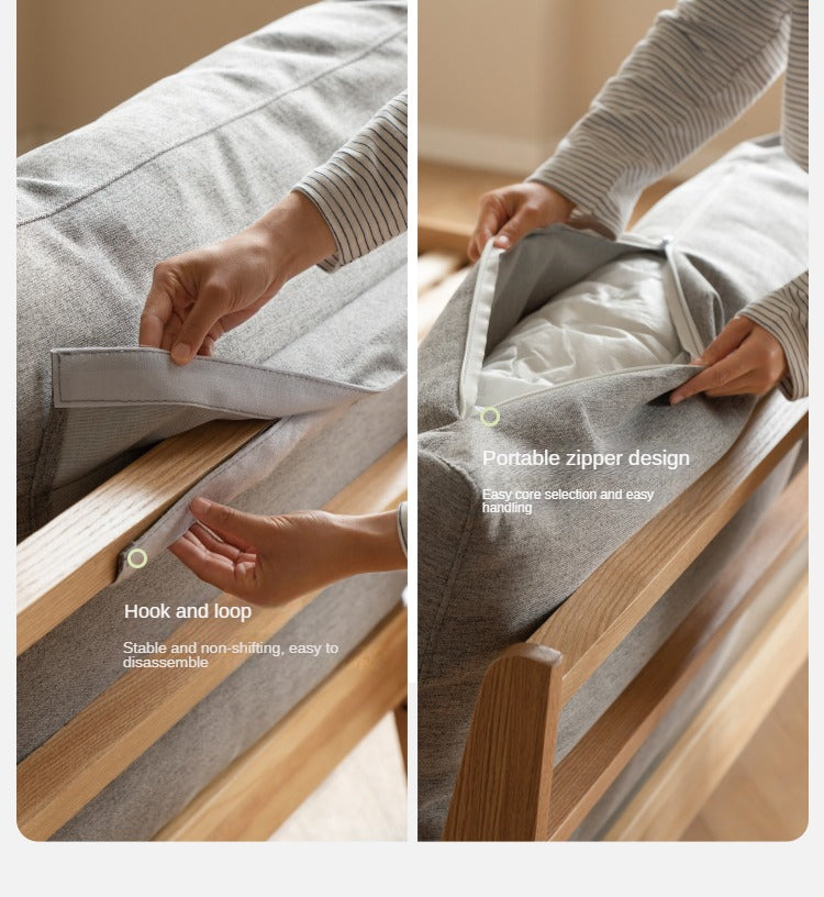 Solid Oak Wood Soft Bed Frame - Queen Size, Sturdy & Comfortable for Master Bedroom or Guest Room