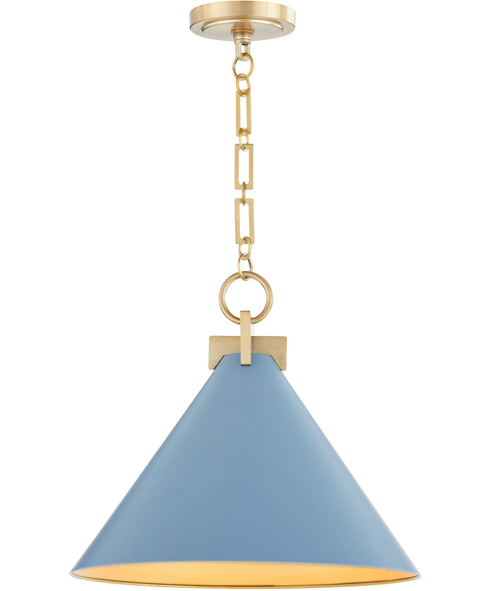 Vintage Blue Glass Pendant Light with Aged Brass Finish - Perfect for Kitchen Island, Dining Room, or Entryway Lighting