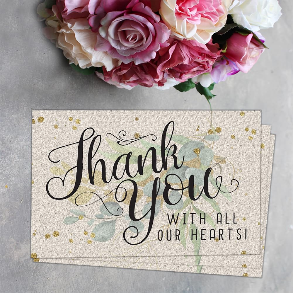 50 Pack Eucalyptus Wedding Thank You Cards - Blank 4x6 Postcards for Gratitude Notes, Birthday & Business Supplies | Perfect for Wedding Favors, Bridal Showers & Corporate Gifts