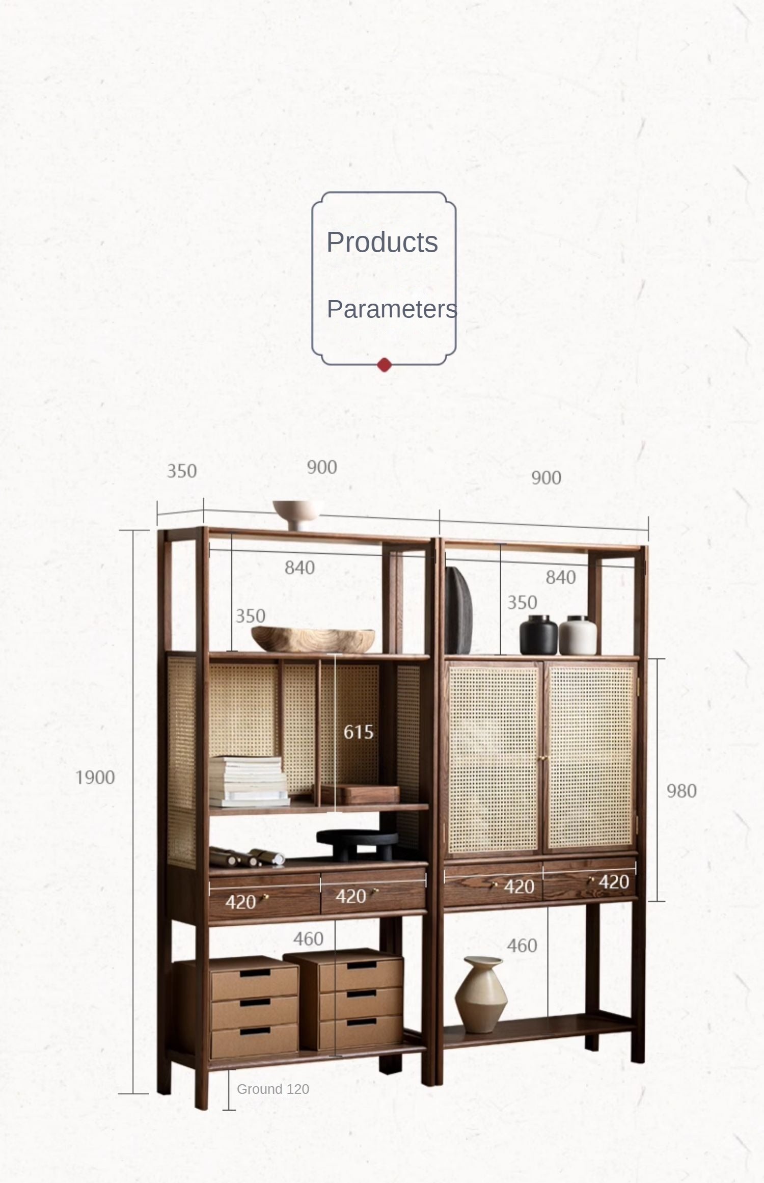 Solid Black Walnut & Ash Wood Bookshelf Display Cabinet - Modern Bookcase for Living Room, Office & Library Storage