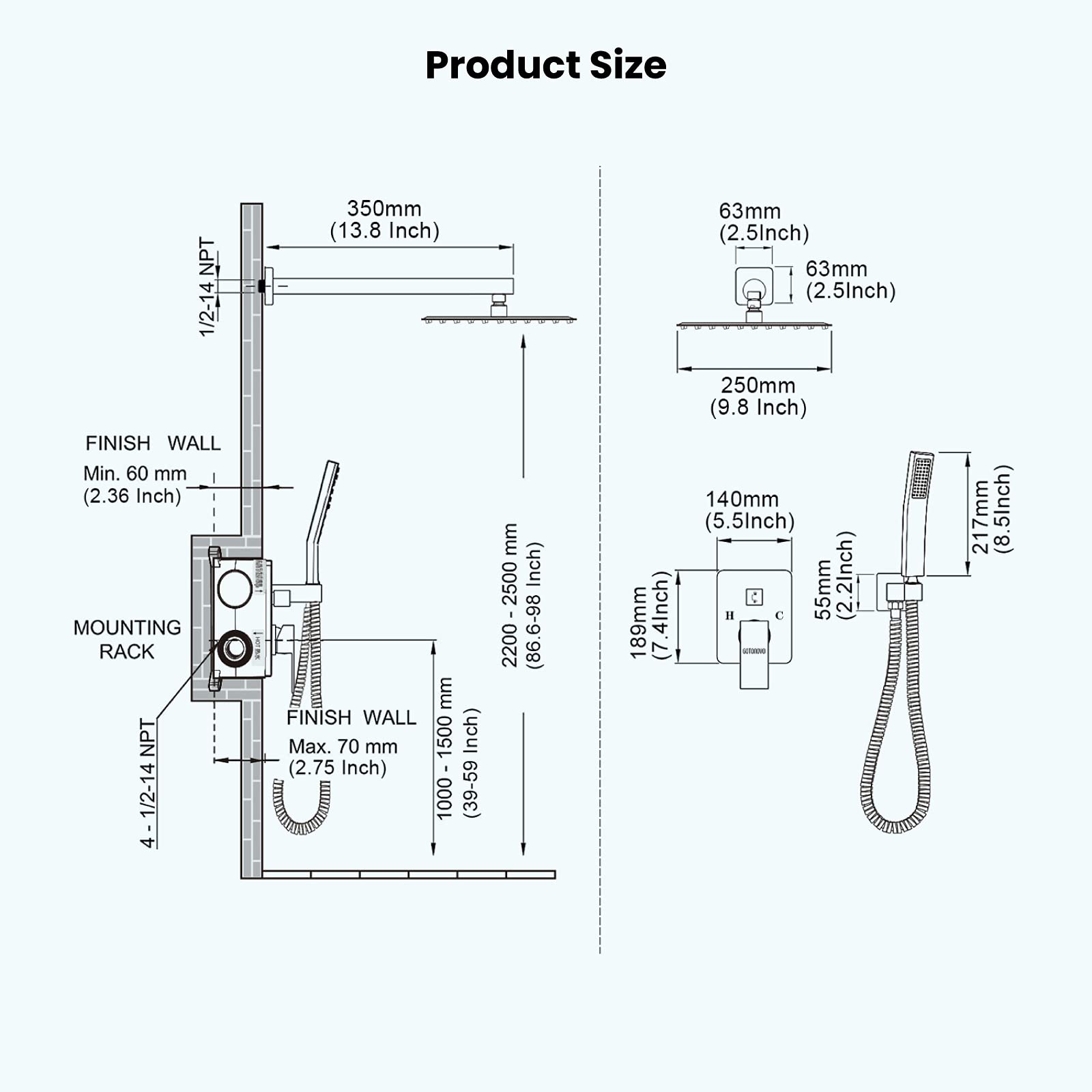 Premium Brushed Nickel SUS 304 8