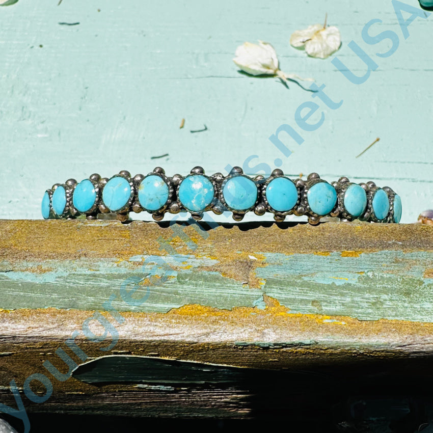Sterling Silver Southwestern Style Turquoise Row Bracelet for Women - Handmade Native American Jewelry - Perfect for Boho Fashion, Festivals & Gift Giving