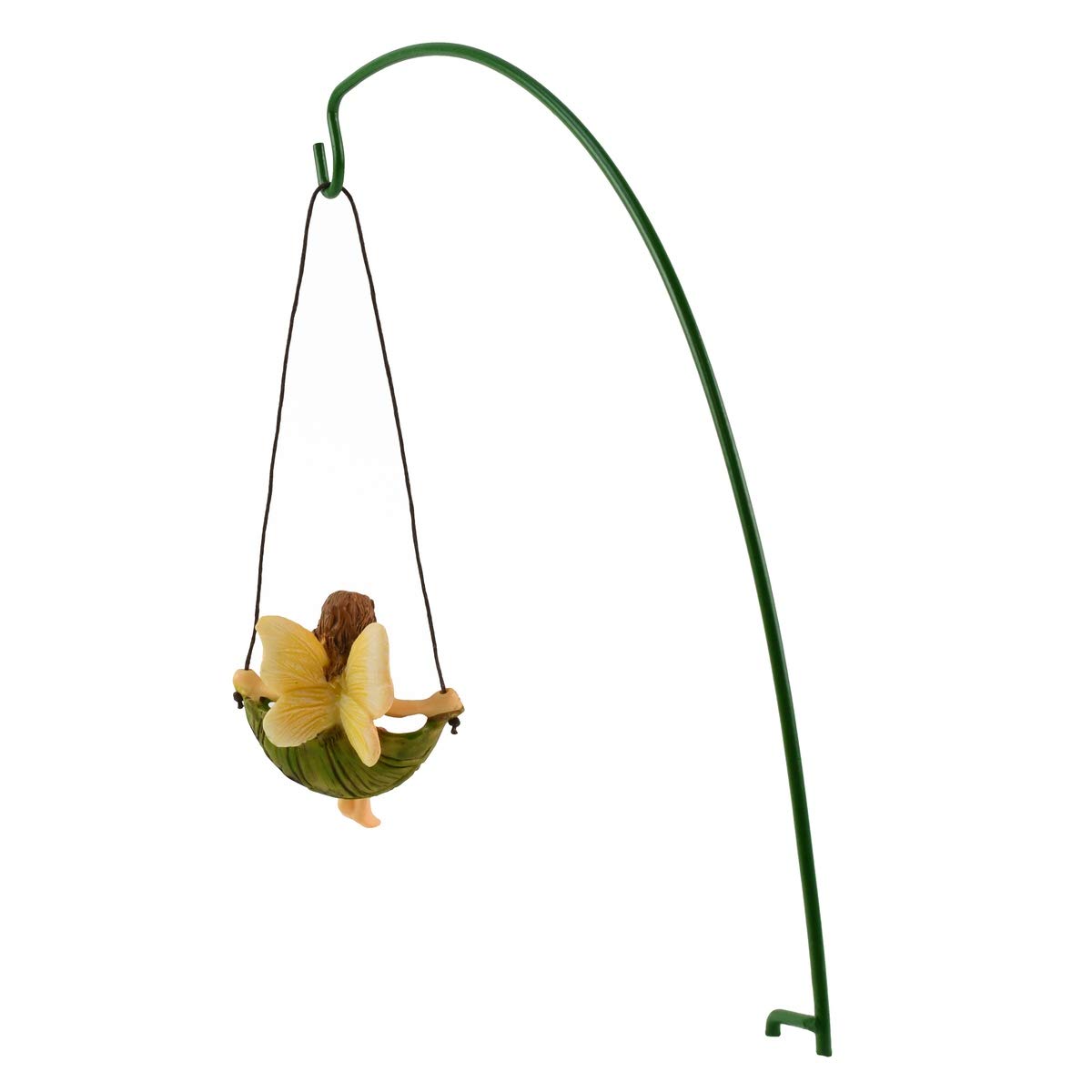 Miniature Leaf Tree Swing Fairy Girl Figurine - Handmade Garden Fairy Decor for Dollhouse, Fairy Garden & Outdoor Landscaping | Perfect for Fairy Tale Scenes, Backyard Displays & Miniature Collections